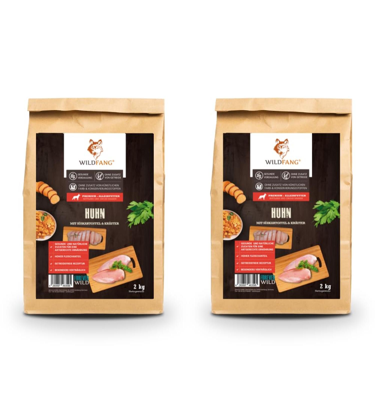 Wildfang Dog Food - Dry - Grain Free - Premium Dry Food - 2 x 2 kg - Adult Chicken - Buy Online on GoSupps.com