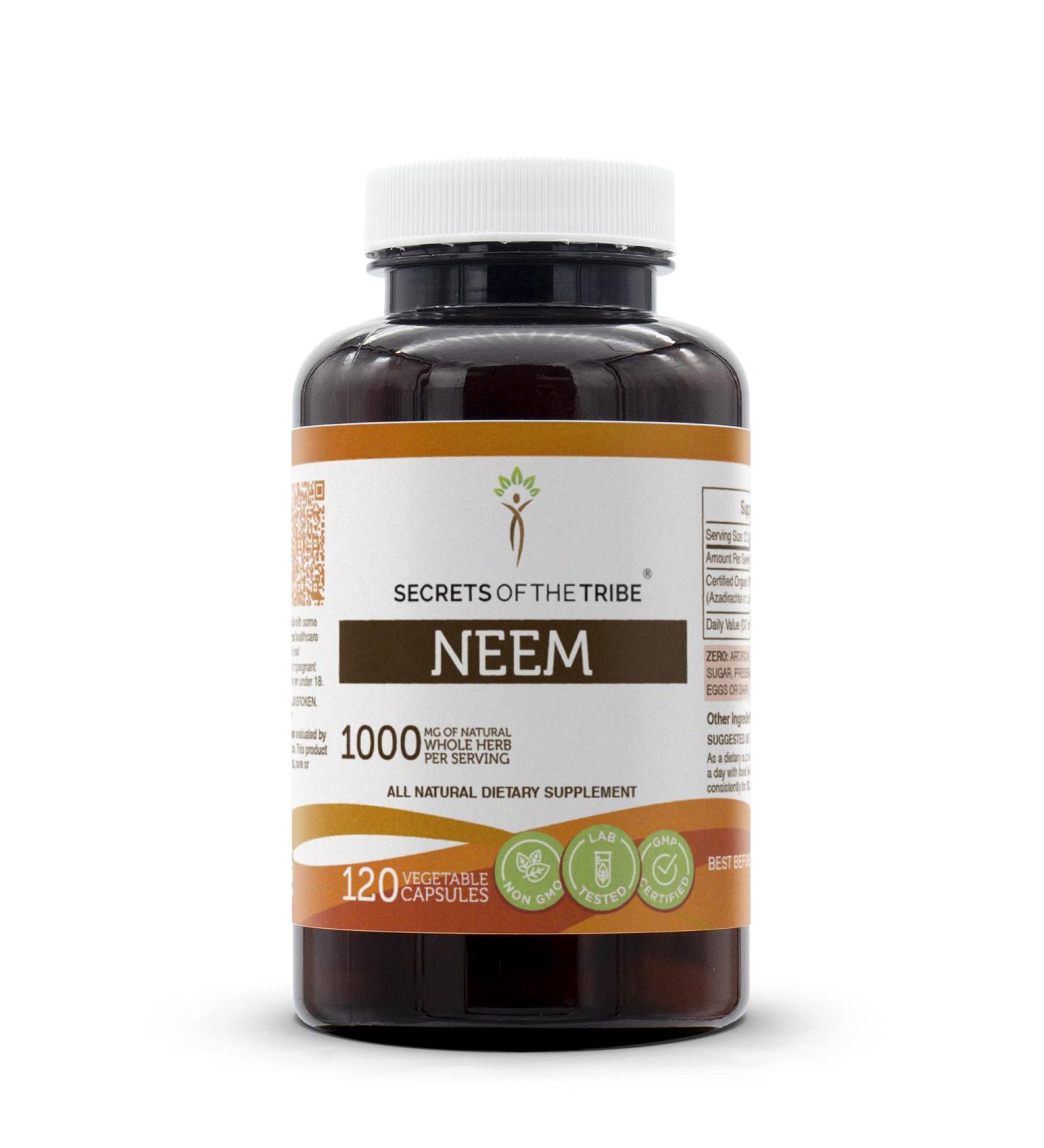 Secrets of the Tribe Neem 120 Capsules Made with Vegetable Capsules and Neem Azadirachta Indica Cleansing and Body Detoxification (120 Capsules) 120 Count (Pack of 1) - Buy Online on GoSupps.com