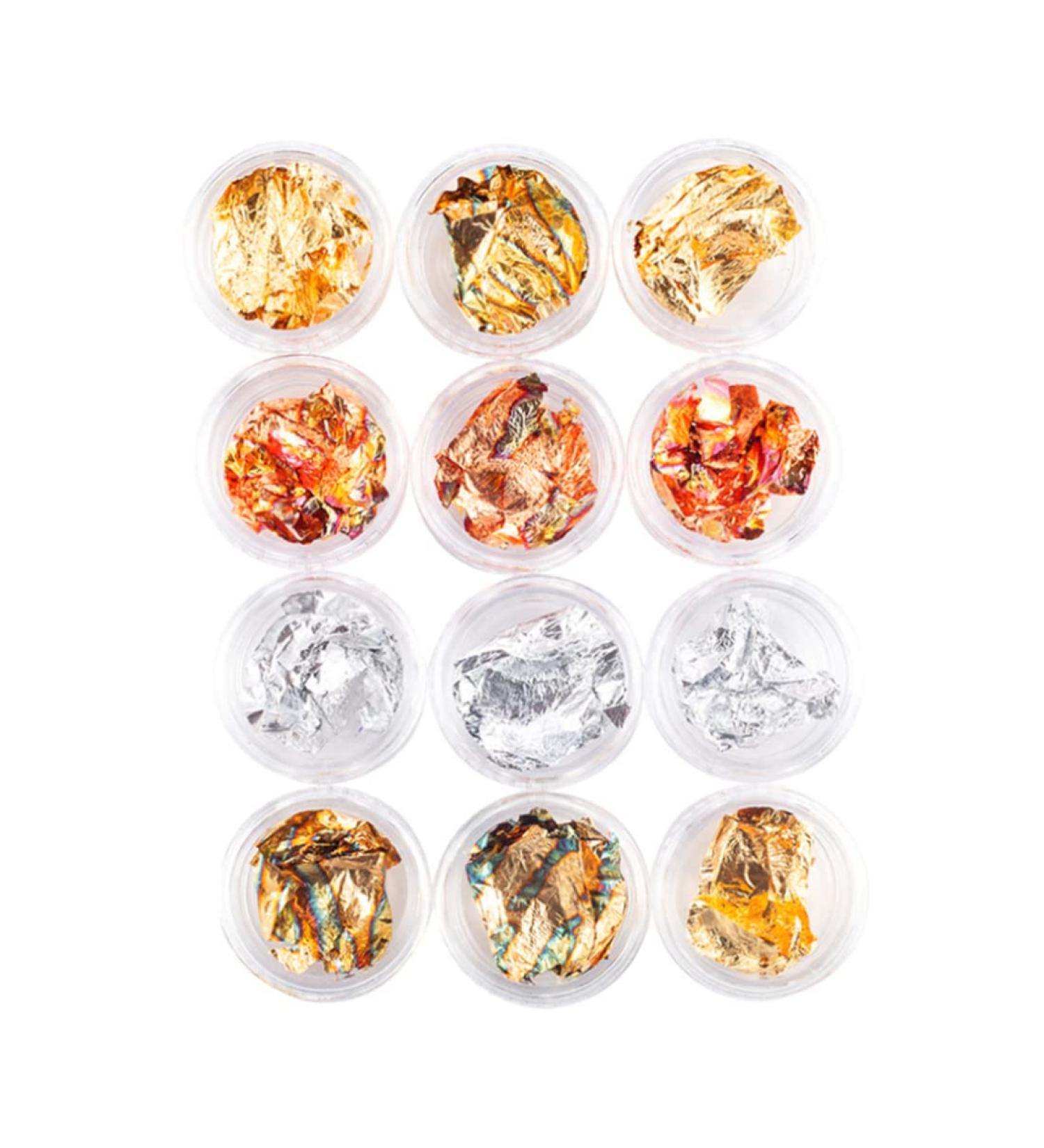 Gold Silver Manicure Paper Manicure Irregular Aluminum Foil Nail Paper Gold Silver Nail Decorative Paper Glitter Manicure Paper 12 Cans - Buy Online on GoSupps.com