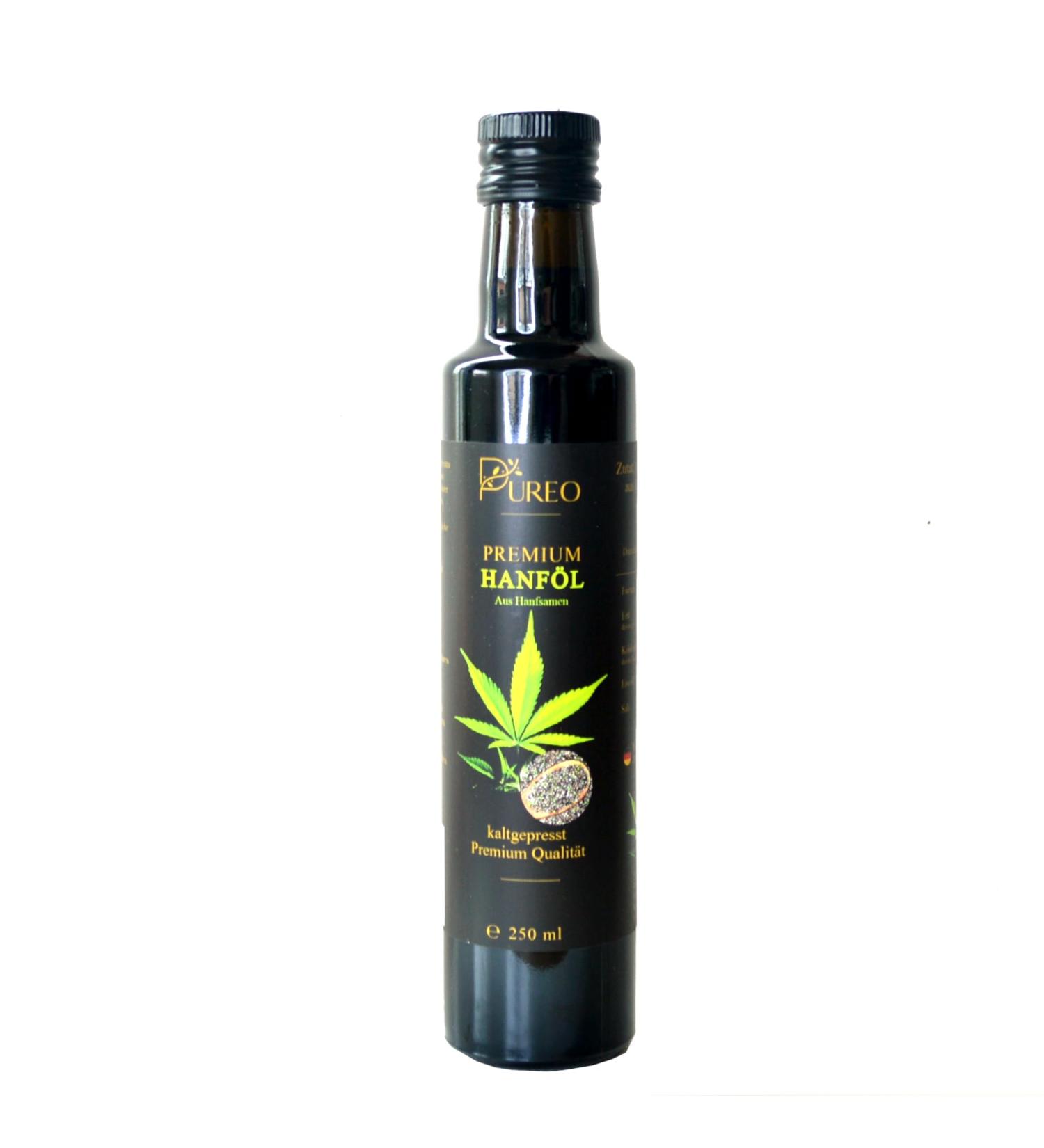 Pureo Hemp Oil 250 ml | Cold Pressed & 100% Natural | Good Omega-3 Source | Nutty Mild Taste | Made in Allg u - Buy Online on GoSupps.com