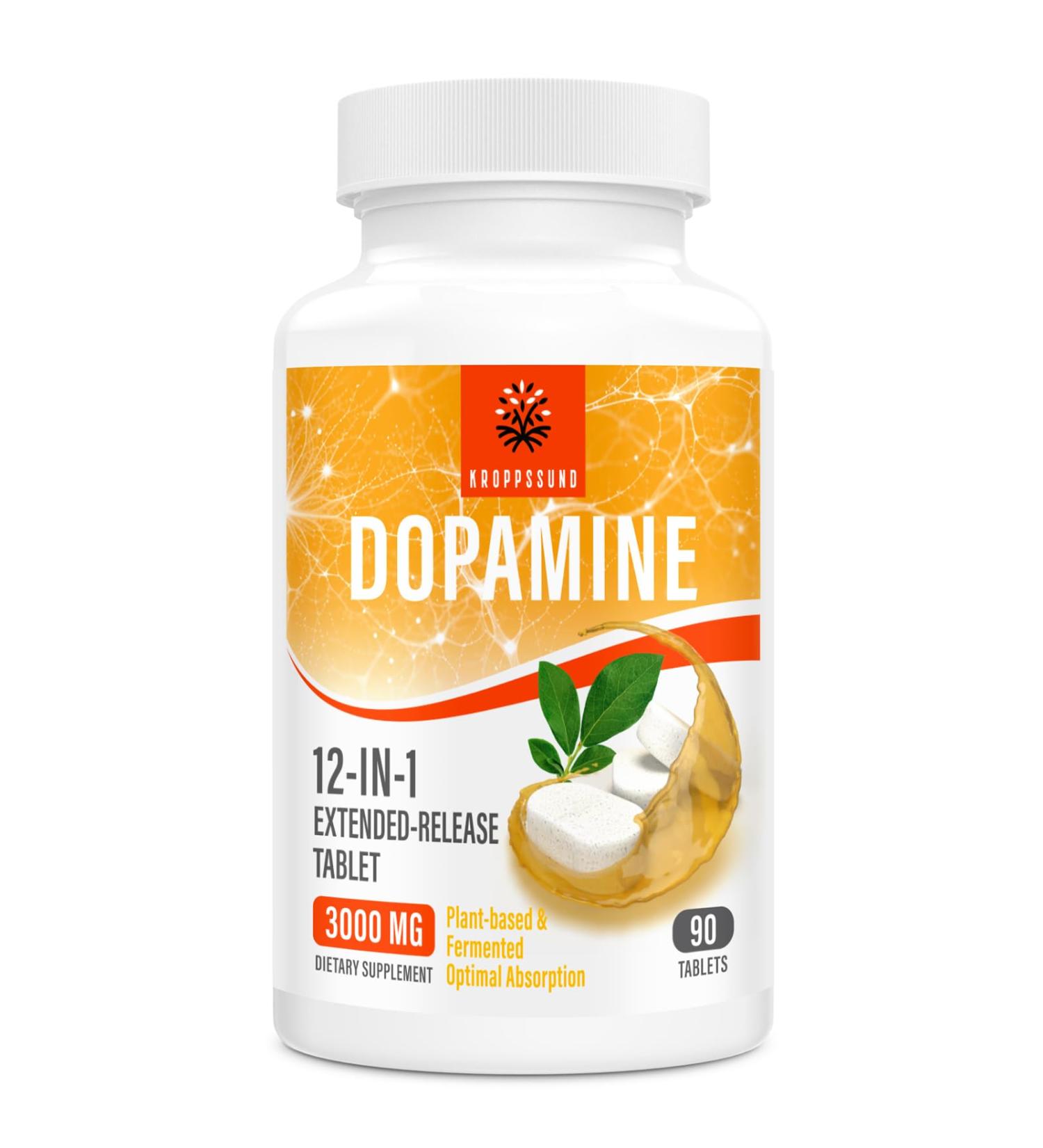 Kroppssund Natural Dopamine Supplement - Boost Mood & Focus - 90 Tablets - International Shipping Available - Buy Online on GoSupps.com