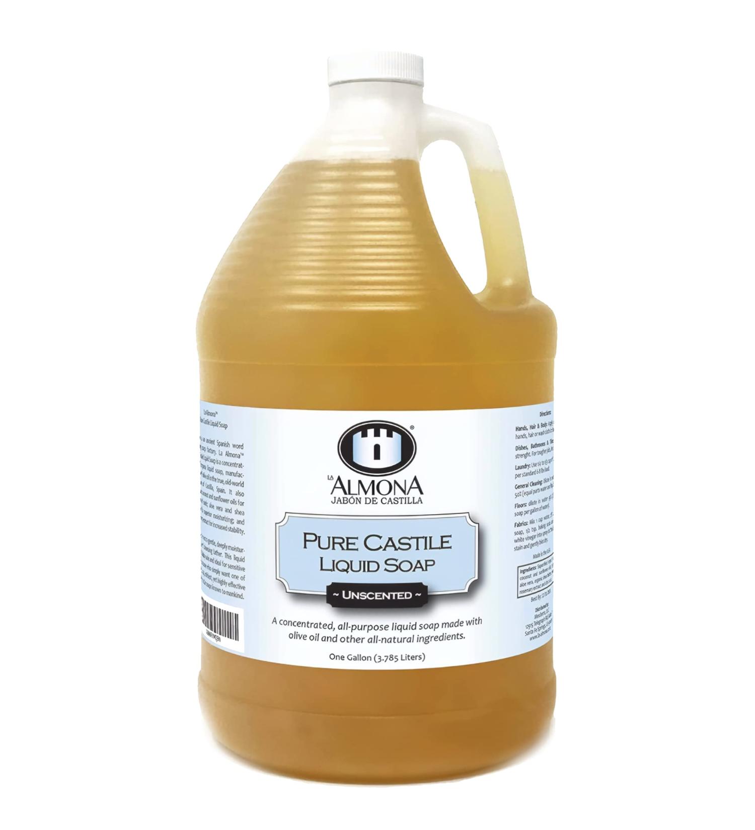 La Almona Unscented Pure Castile Liquid Soap 1 Gallon - Multipurpose for Hands, Face, Body, Laundry & Dishes - All-Natural Ingredients - Fragrance-Free - 128 Fl Oz - Buy Online on GoSupps.com