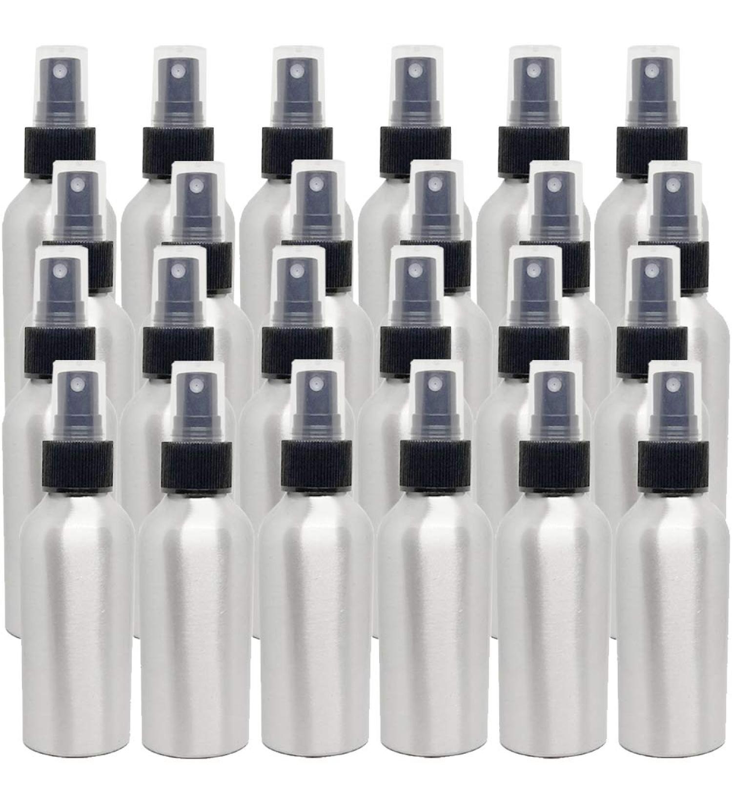 4 fl oz Aluminum Bottle with Black Spray Cap (24 Pack)