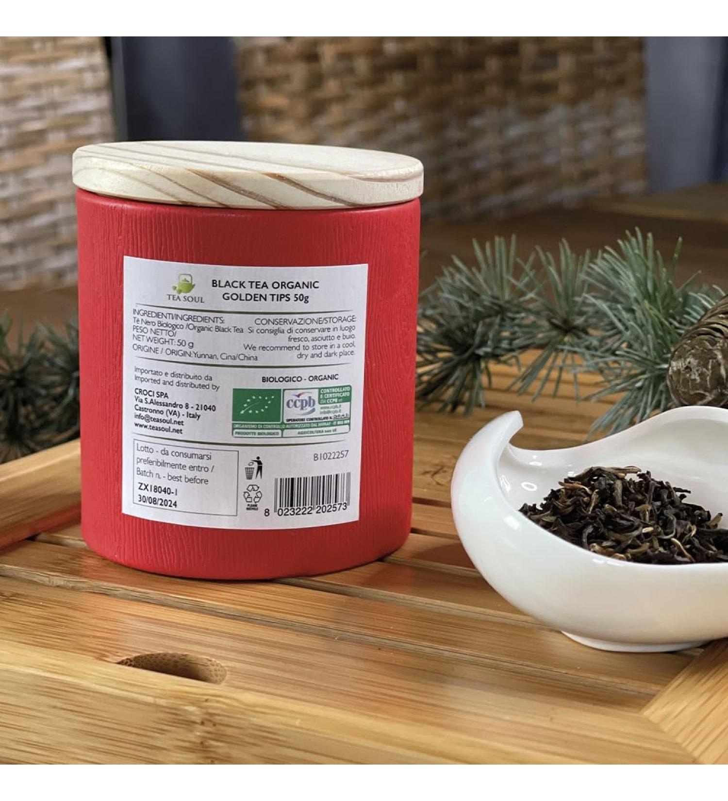Th rouge (noir) BIOLOGIQUE Golden Tips Th chinois de haute qualit Sachet de 250g TEA SOUL