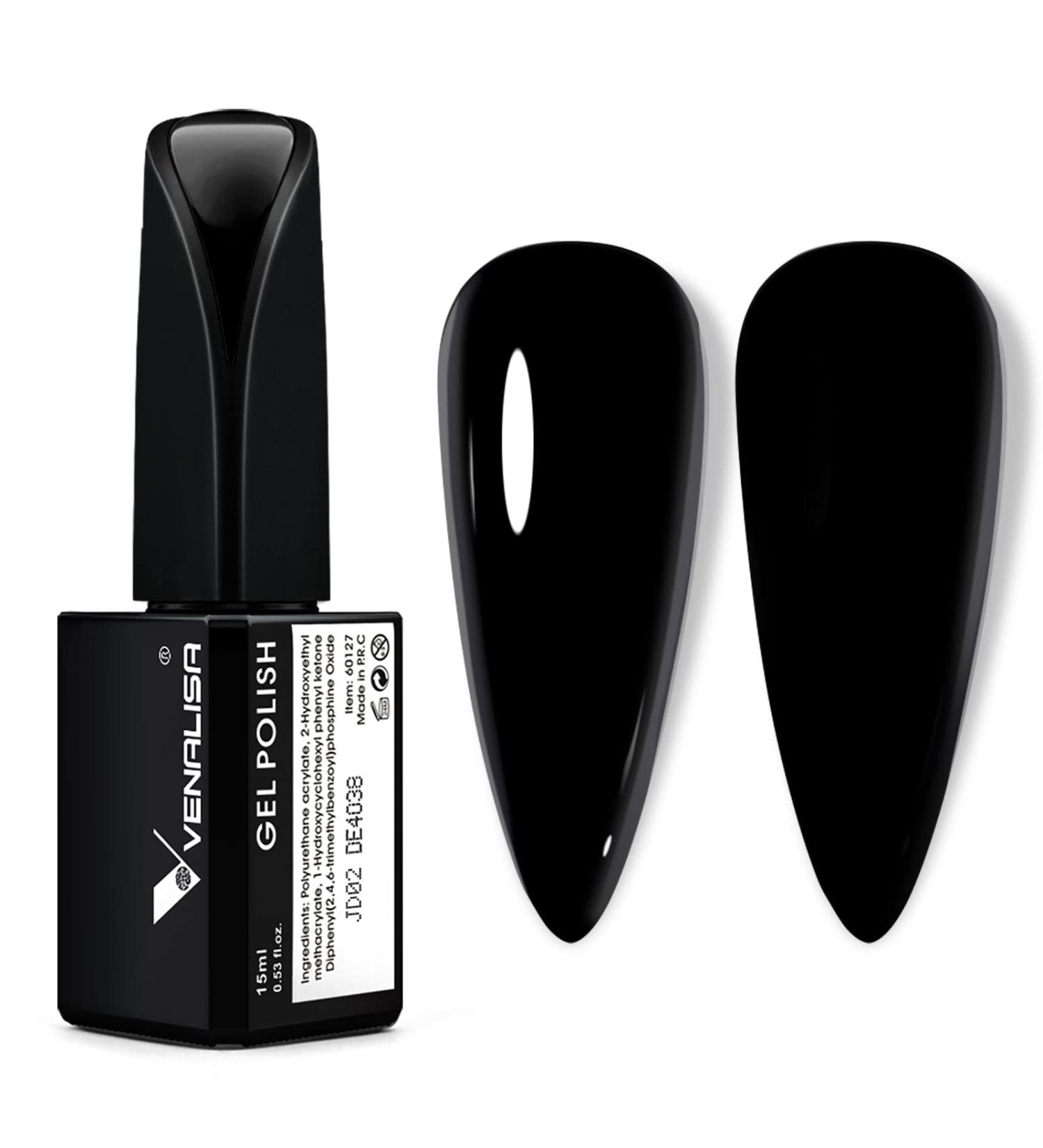 VENALISA 15ml Black Gel Nail Polish | Soak Off UV LED Nail Gel | Manicure Salon DIY at Home - Buy Online on GoSupps.com