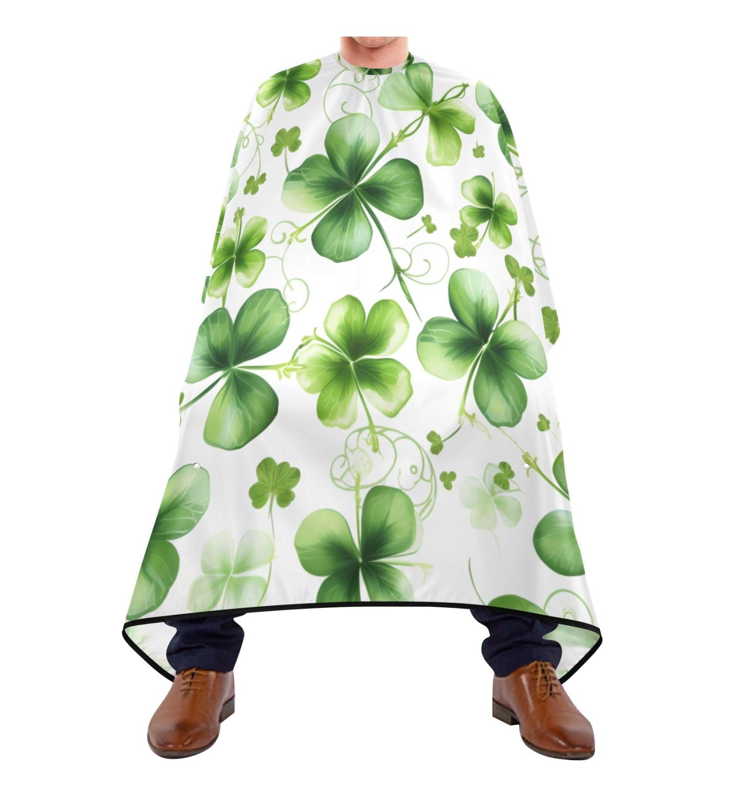 Waterproof Barber Cape - Green Clover & Cheetah Haircut Bib for Men & Women | Best Hair Cutting Cape for Salons & Home Use - Buy Online on GoSupps.com