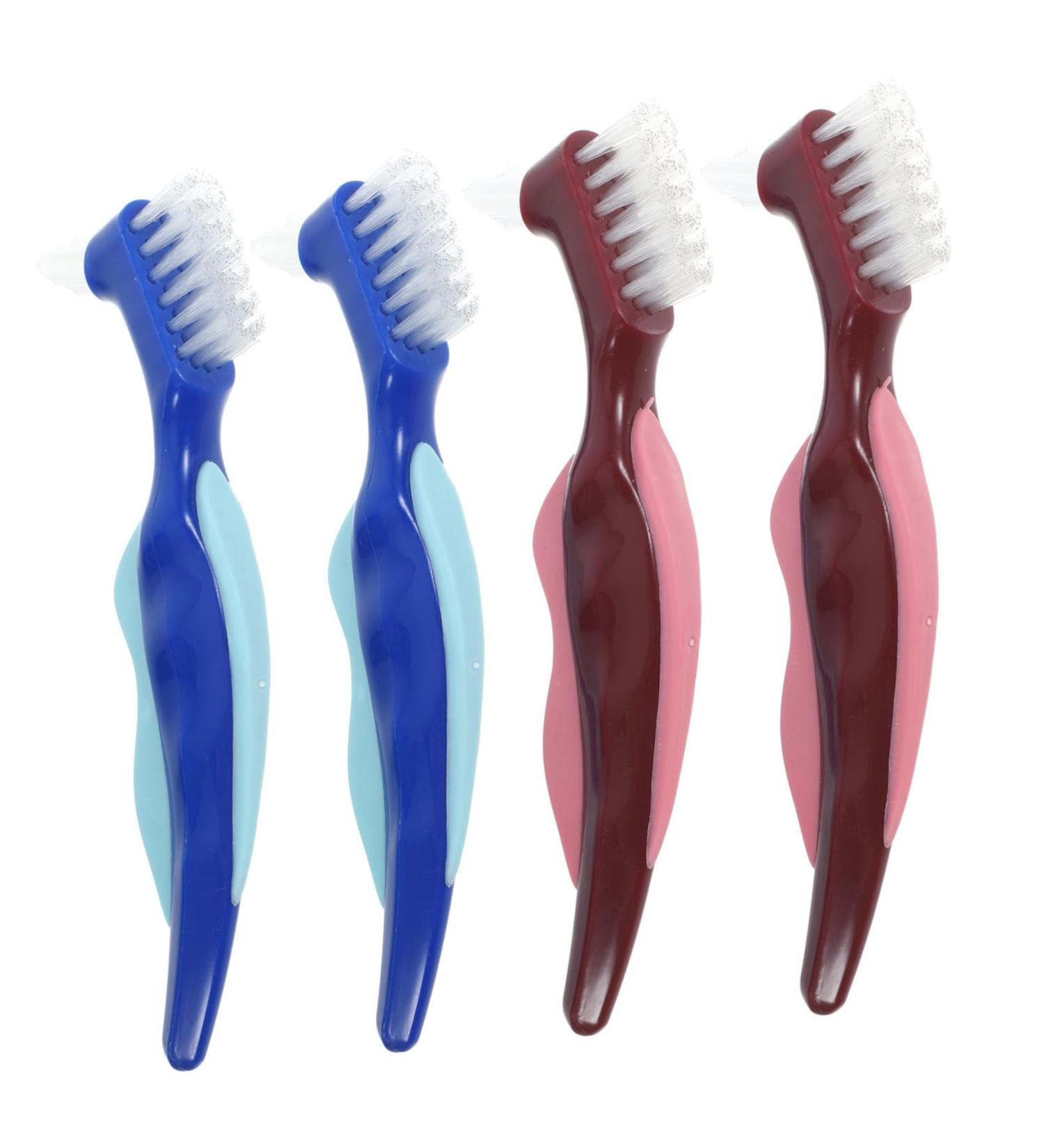 Combined 4-Piece Double-Sided Toothbrush Set for Prosthesis & Braces - Travel-Friendly Prosthetic Cleaner - Buy Online on GoSupps.com
