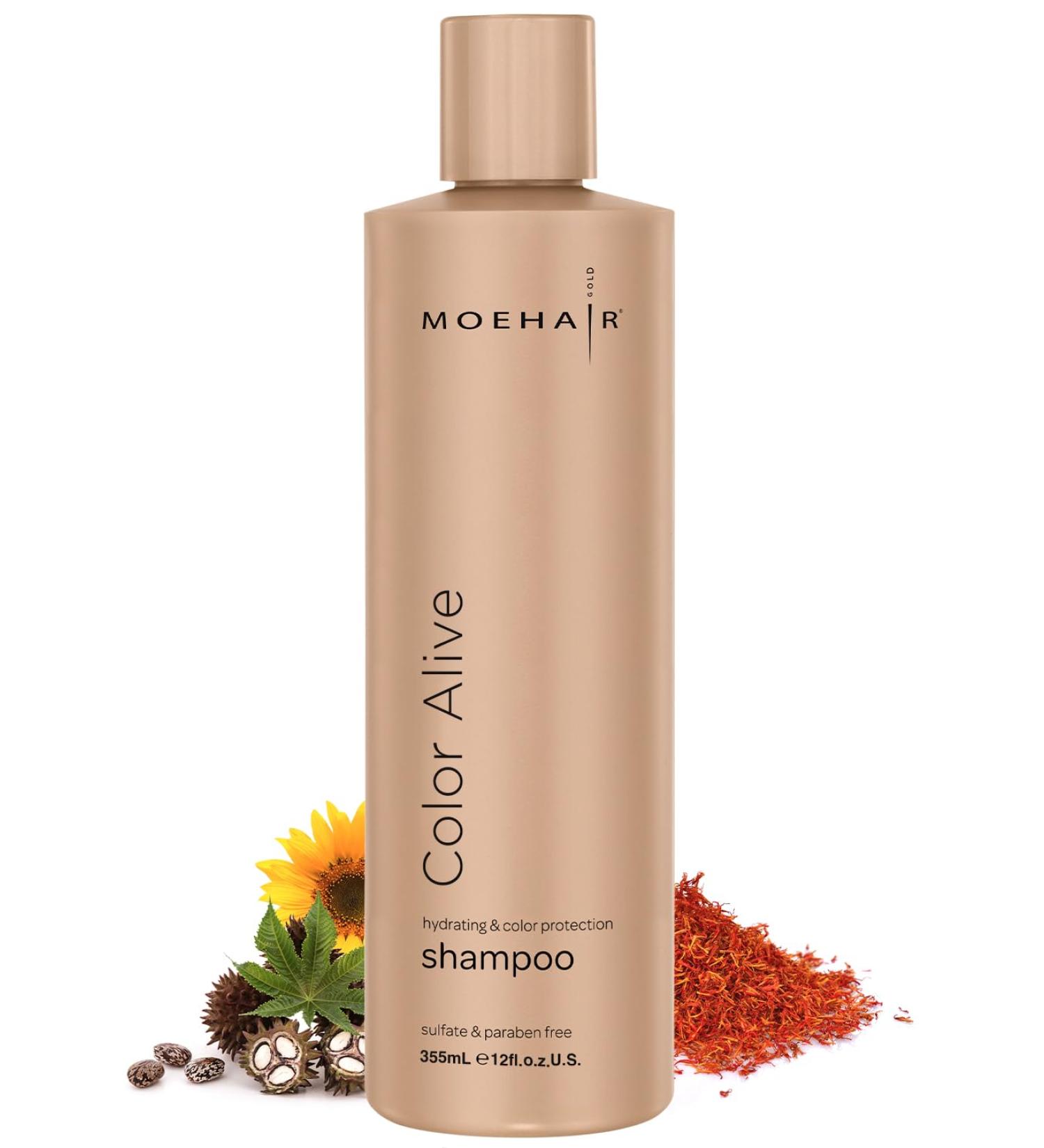 MOEHAIR Color Alive Shampoo - Moisturizing Hydrating & Paraben-Free Shampoo for Color-Treated Hair | Safflower & Castor Oil | Controls Frizz | 12 Fl. Oz - Buy Online on GoSupps.com