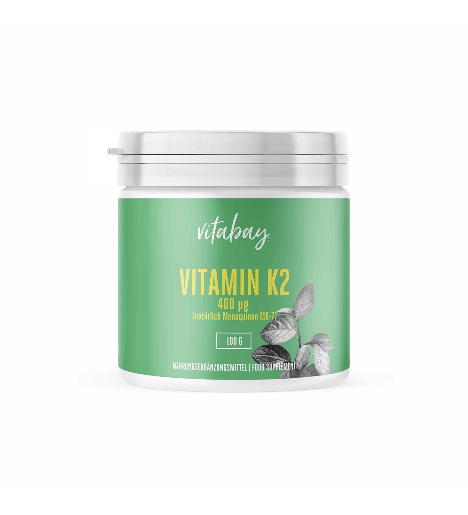 Vitabay Vitamin K2 400 mcg - Vegan Powder High Dosage 100g 365 Servings with D-Mannose - International Shipping Available - Buy Online on GoSupps.com