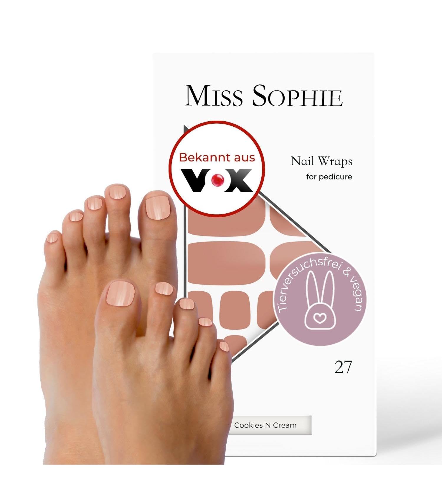 Original Miss Sophie Pedi Wraps | Cookies N Cream Pedicure | 27 Ultra-Thin Nail Polish Stripes for Natural & Gel Nails | Perfect for Home Manicure - Buy Online on GoSupps.com