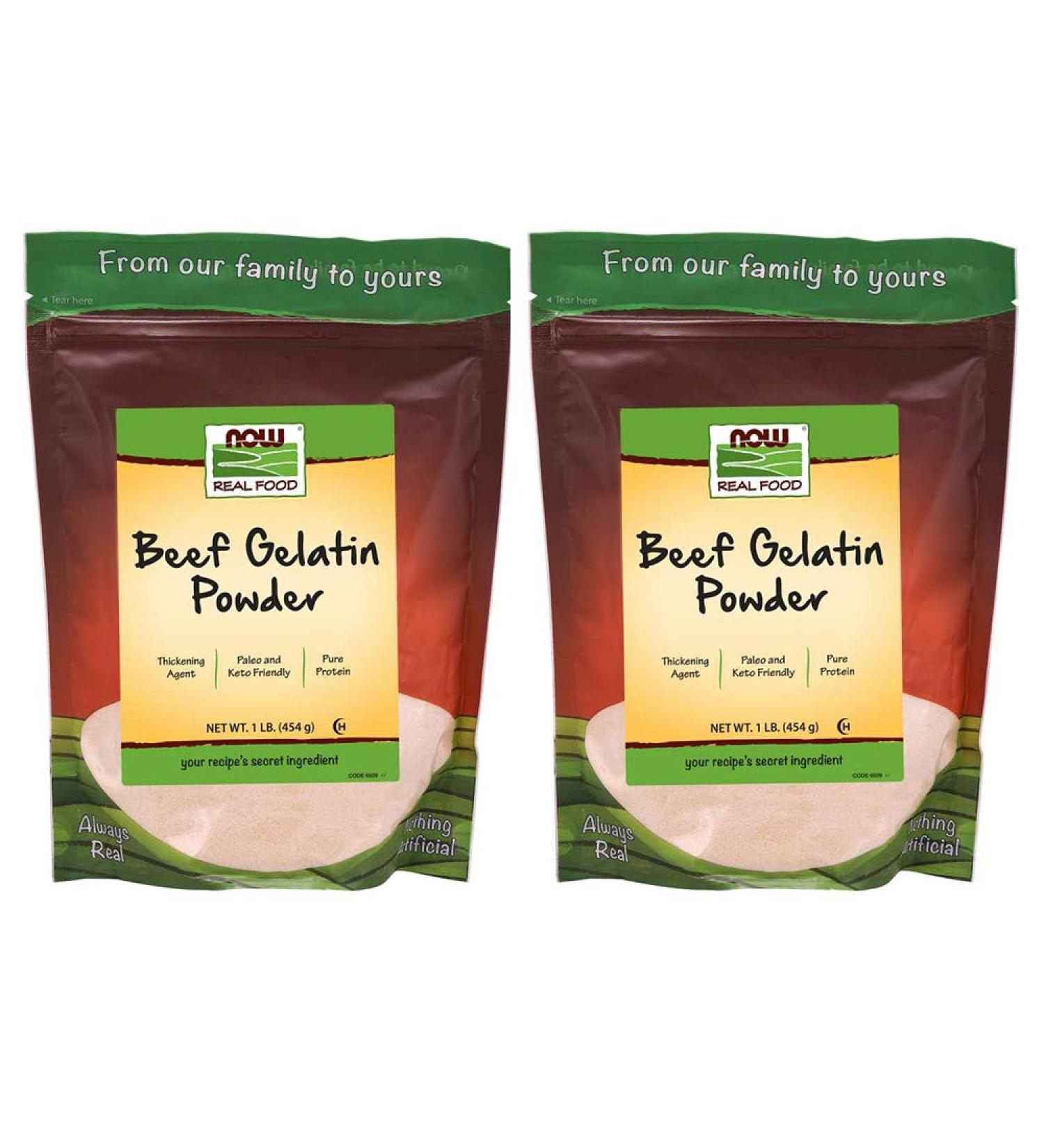 Now Foods Beef Gelatin Powder - 1 lb (Pack of 2) | Natural, Unflavored - Buy Online on GoSupps.com