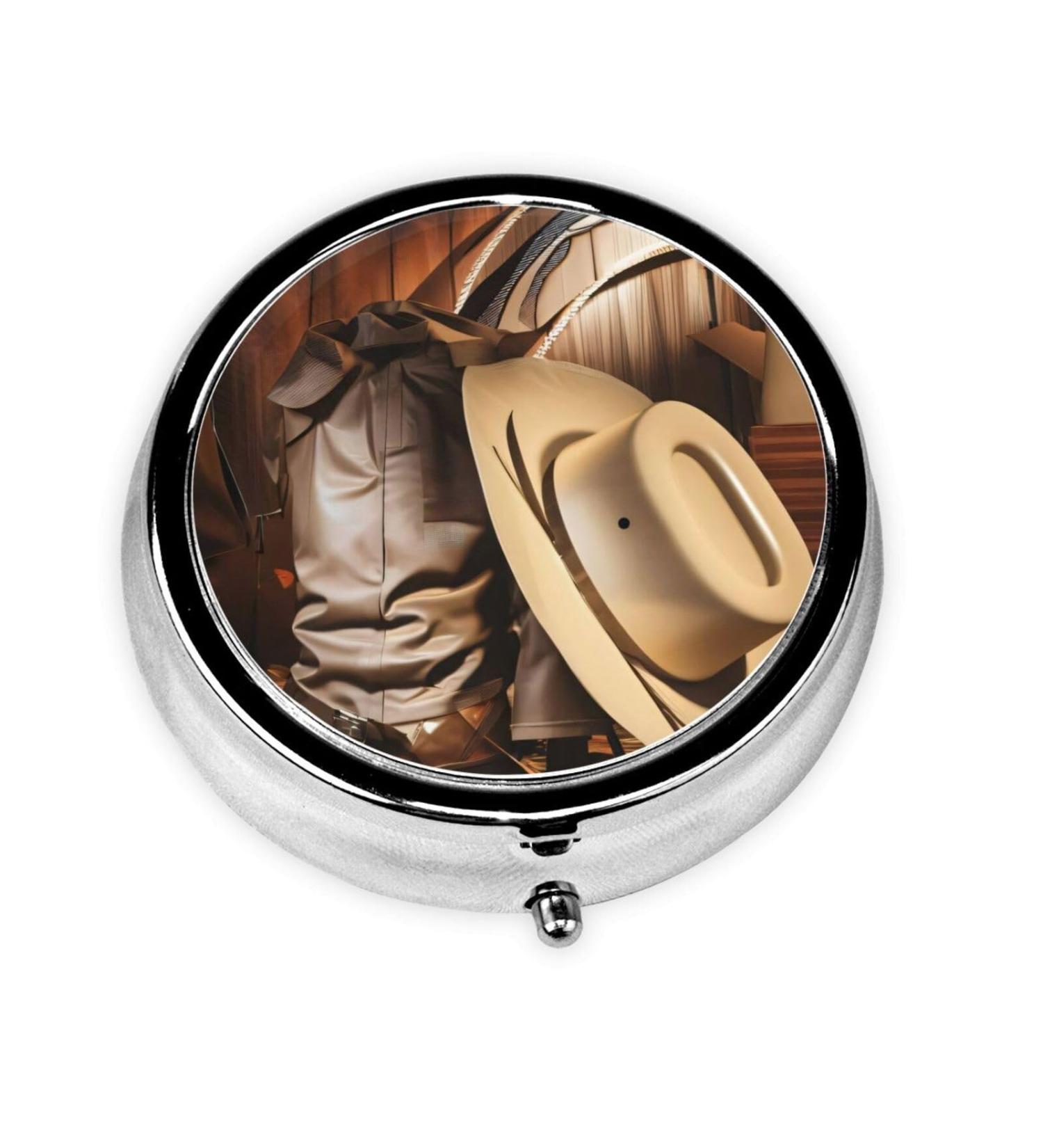 Shop Cowboy Black Hat Western Boots Pill Box - Portable 3-Compartment Design for Small Pills - Ideal Travel Accessory - Buy Online on GoSupps.com