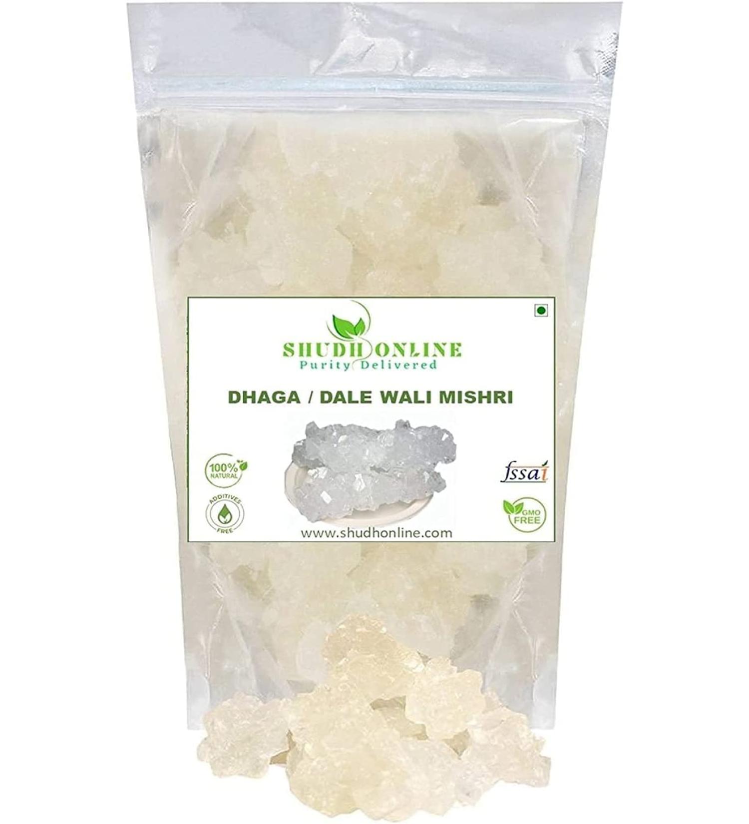 AOZA Shudh Online Mishri Dhage Wali Organic Thread Mishri Crystal (200 Grams) Dhaga mishri Crystal Patika Bellam Rock Sugar Khadi Sakar Kuja Misri - Buy Online on GoSupps.com