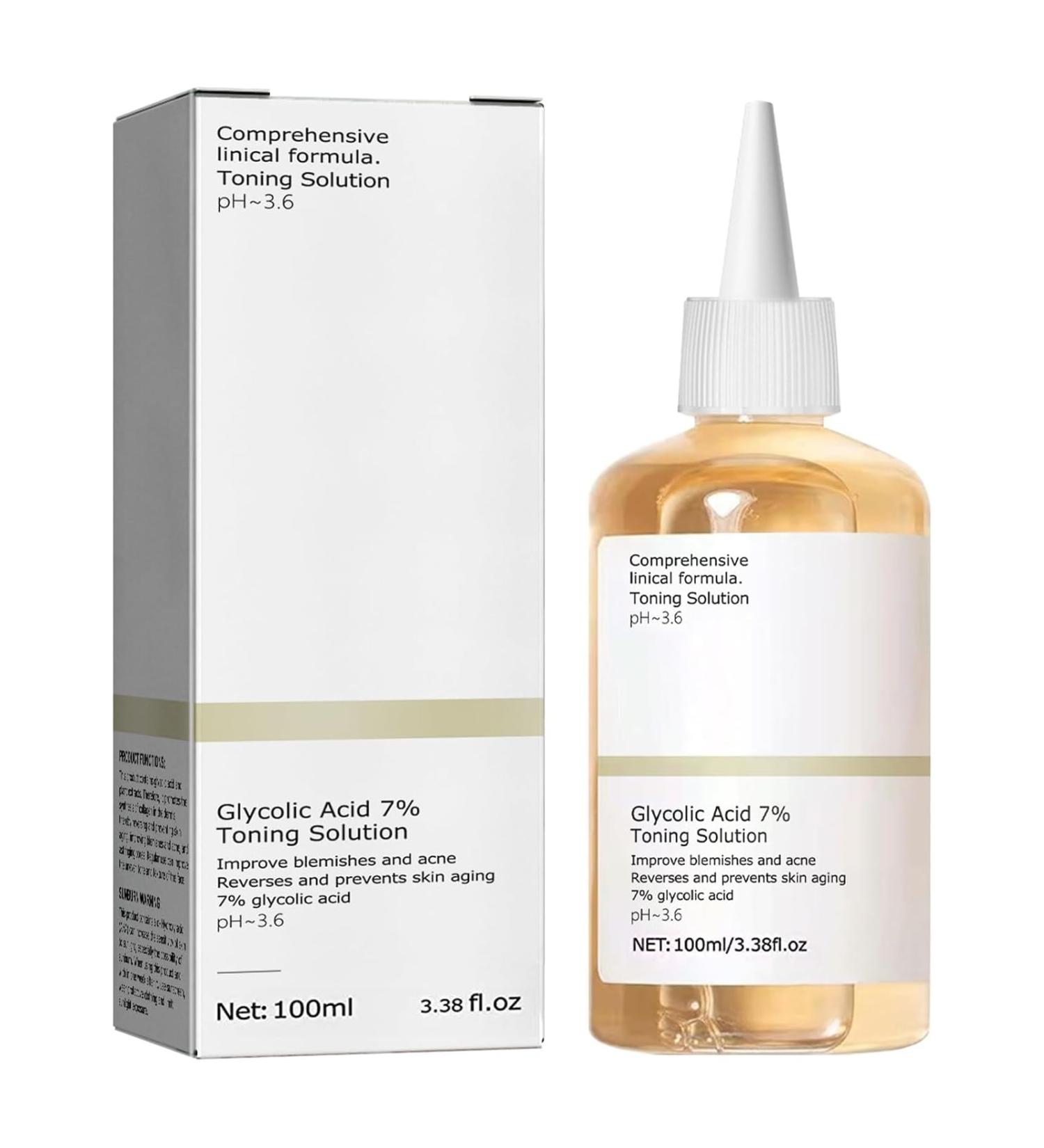 Glycolic Acid 7% Toning Solution Hydrating Toner for Face Glycolic Acid Skin Toner Smoothing Face Toner Facial Exfoliation for Blemishes and Acne Facial Moisturizer-Repair Damage Skin (100ml) - Buy Online on GoSupps.com