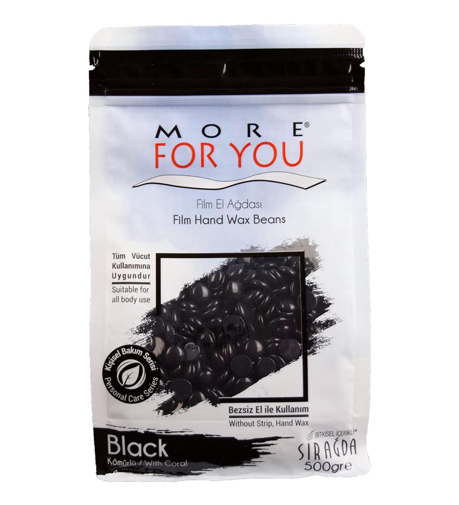 More For You Film Hand Wax Beans Black 500g - Premium Hot Wax for Hair Removal | Sir Agda Depilatory Wax International Shipping - Buy Online on GoSupps.com