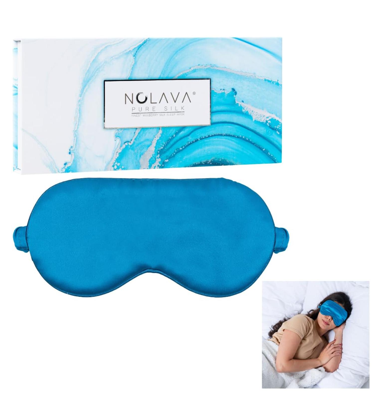 Shop 100% Mulberry Silk Sleep Mask | Luxury Light Blocking Eye Mask for Women | Adjustable for Side Sleepers | Gift in Blue Jewel - Buy Online on GoSupps.com