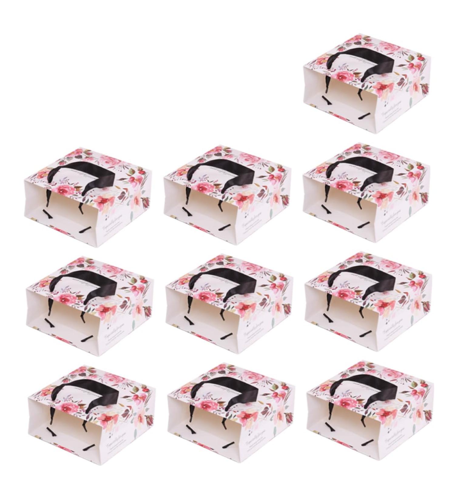 SEWOART 10pcs Xcm Tote Flower Storage Chocolate Bag Pattern Black Wedding Holiday - Buy Online on GoSupps.com