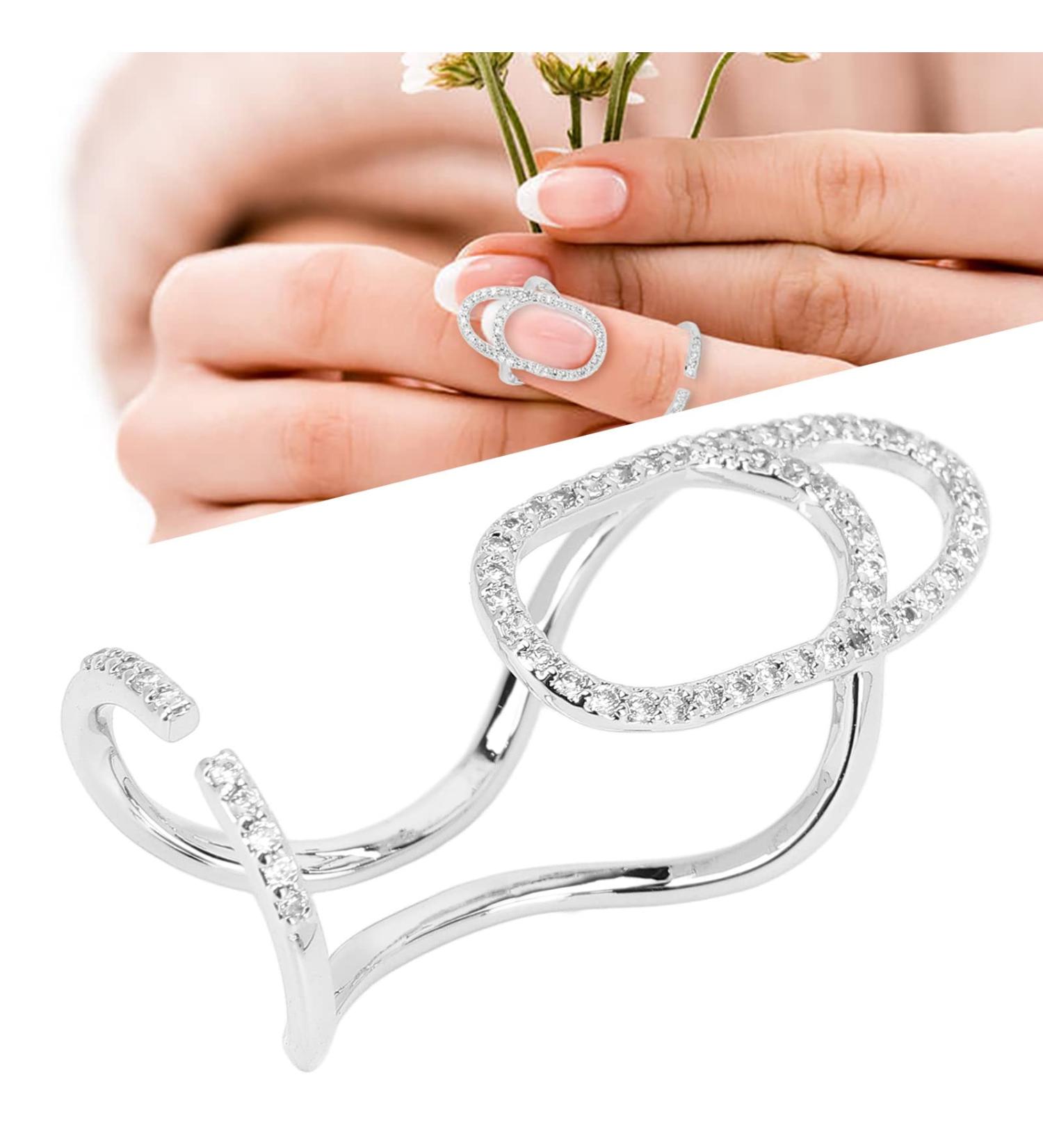 Fingernail Opening Rings Nail Decoration Finger Tip Rings Adjustable Fashionable Fingernail Jewelry Decorations Fingernail Protective Fingernail Opening Ring BandsRings(3048 Platinum) - Buy Online on GoSupps.com