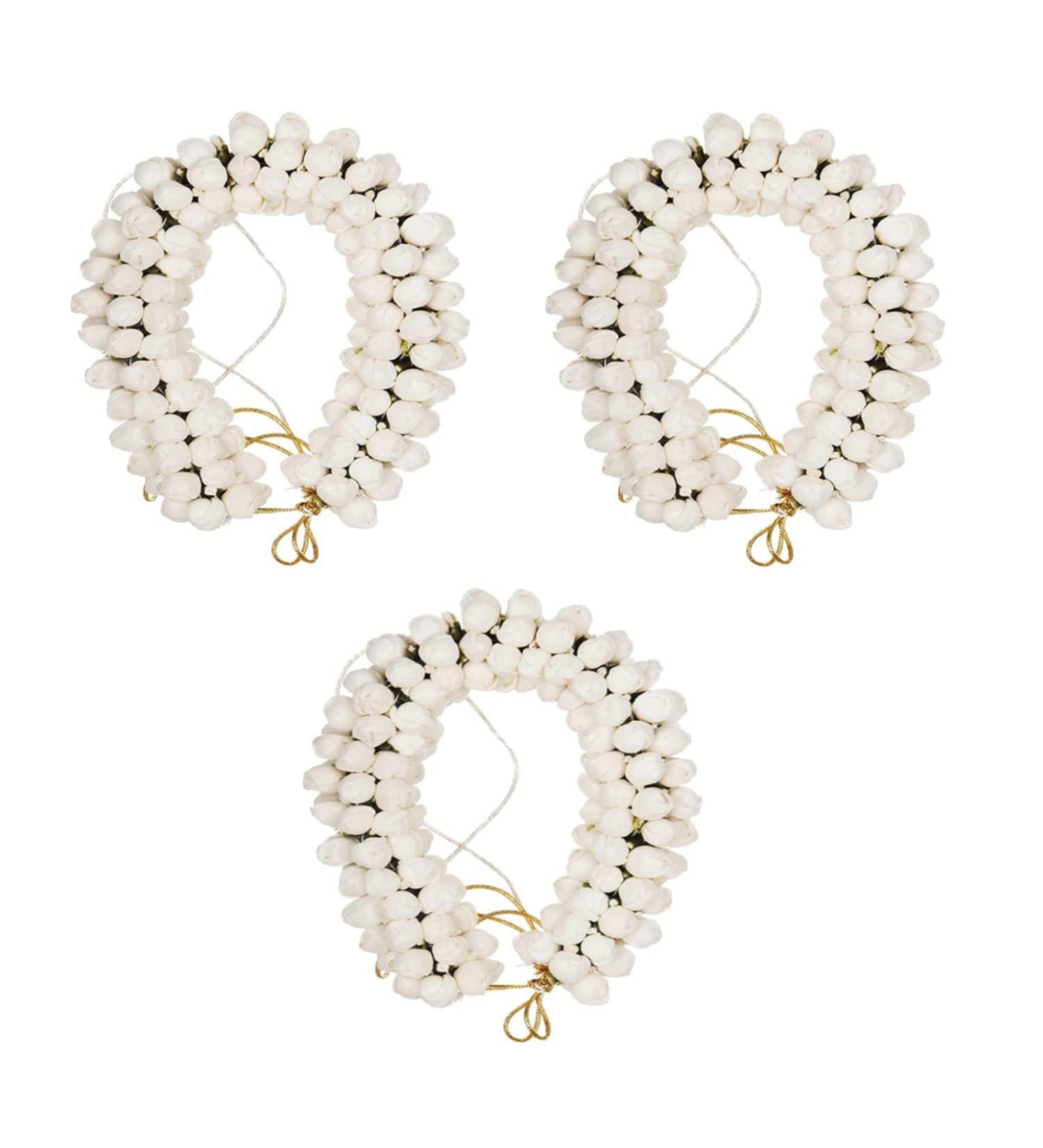 3 Pcs Jasmine Flower Hair Gajra Artificial Juda Bun Maker Bun Holder Handmade Veni Juda Bun Wrap Hair Styling Accessories For Women and Girls (White) - Buy Online on GoSupps.com