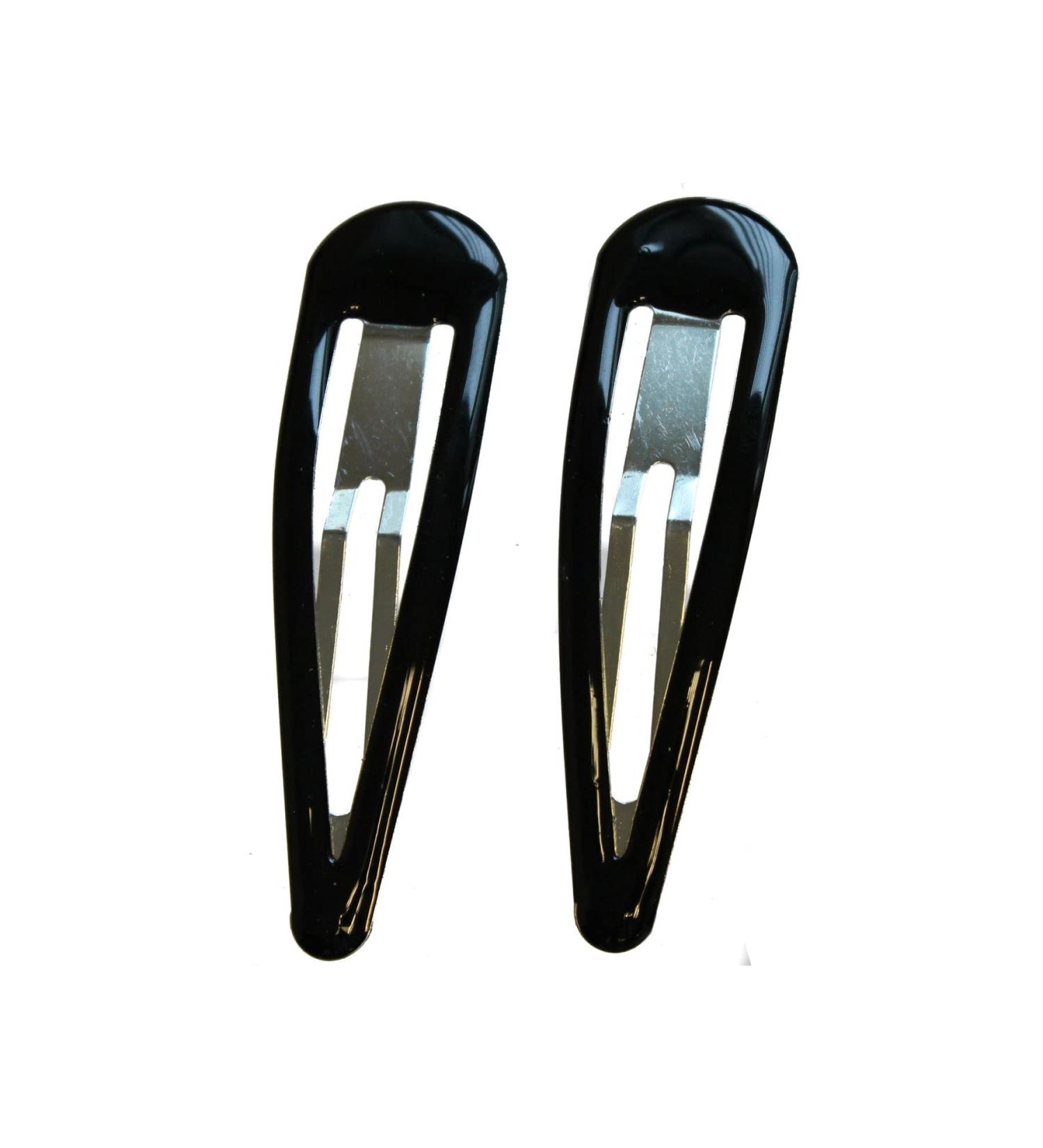 9cm Large Big Plain Black Bendies Sleepies Snap Clips Hair Clips Slides for Women Girls by Glitz4Girlz