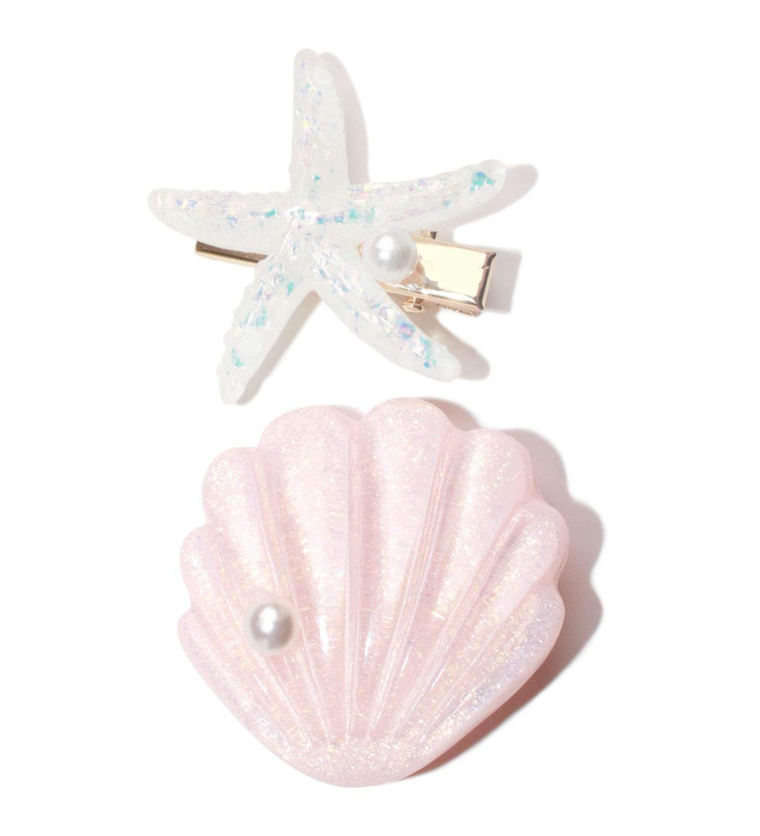 Shell Pearl Starfish Hair Clip Set - Pink Acrylic Resin Alligator Clips for Women & Girls | Stylish Hair Accessories - Buy Online on GoSupps.com