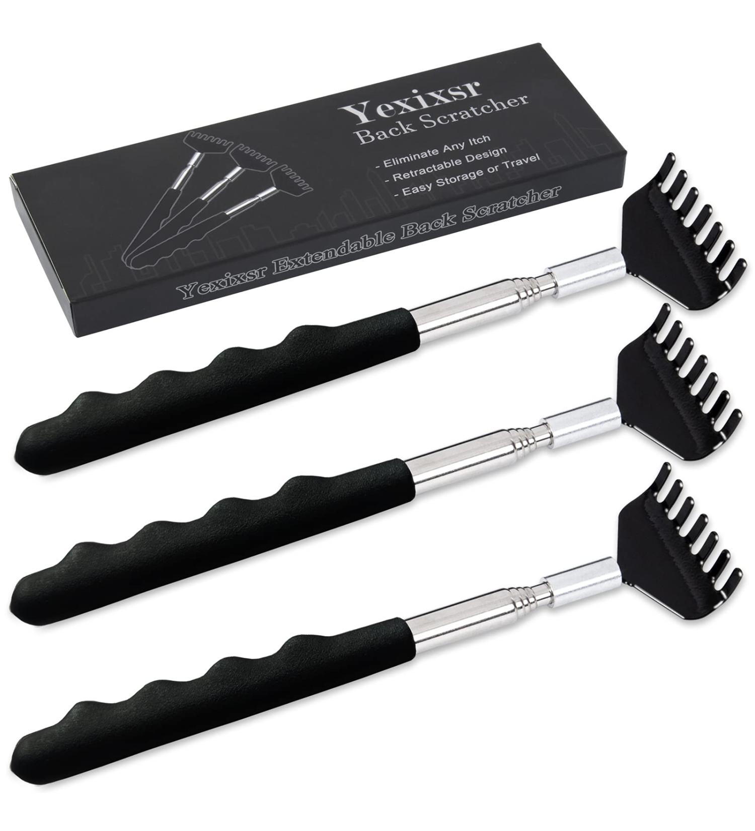 Yexixsr 3 Pack Extendable Back Scratcher - Portable Telescopic Back Massager for Men Women Kids - Rubber Handle Back Scratching Tool - Buy Online on GoSupps.com