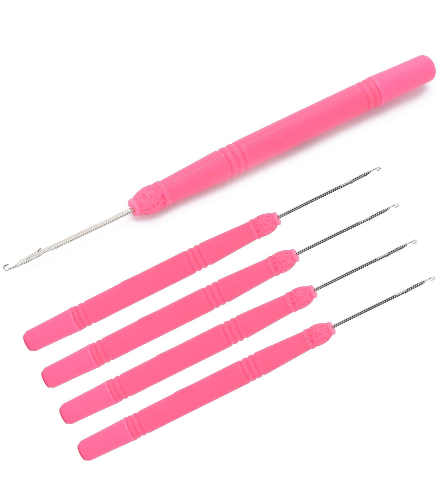 5pcs Plastic Hair Extension Crochet Hook Set - Latch Hook Needles for Braiding Hair (Rose Red #1) - Buy Online on GoSupps.com