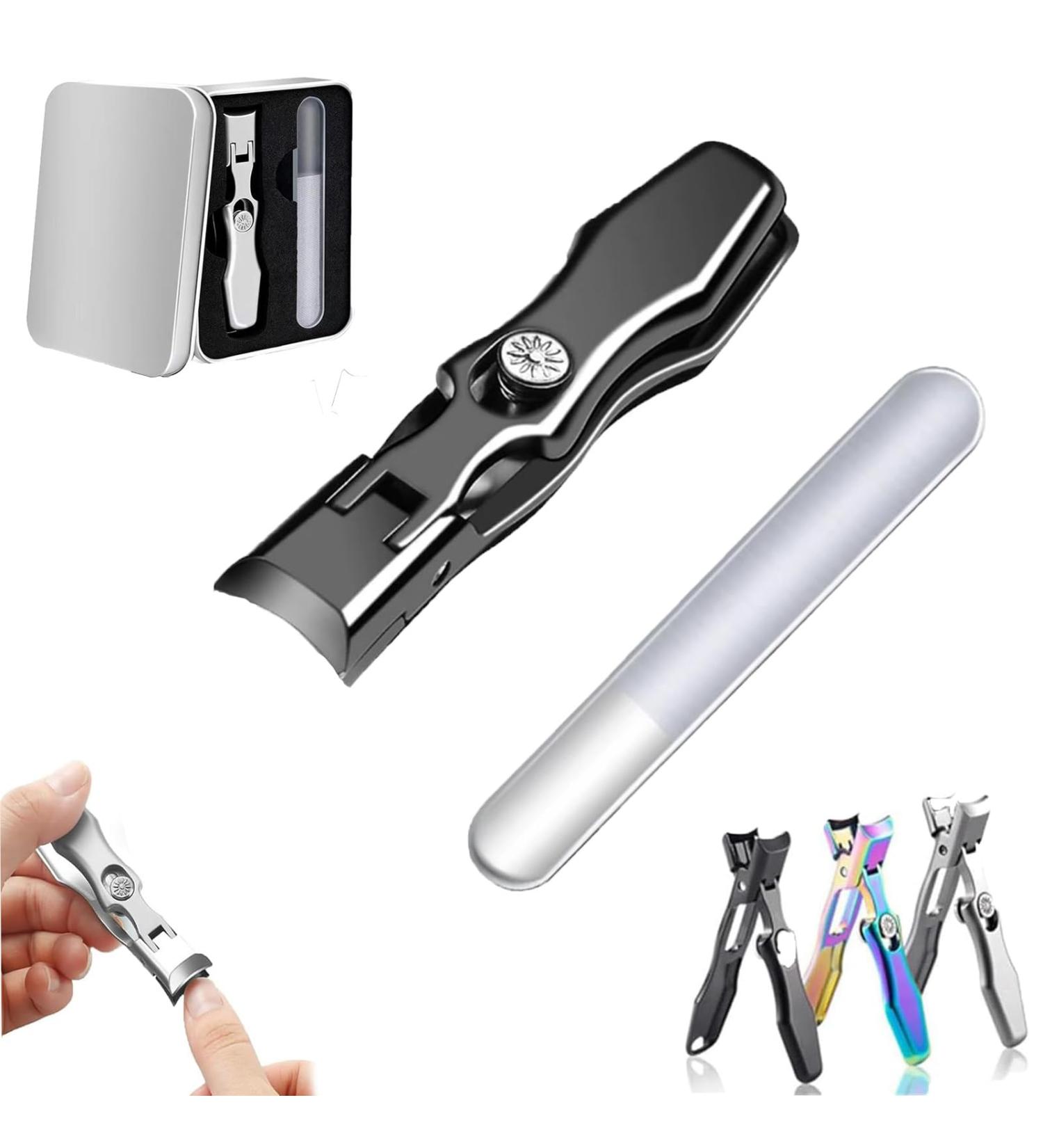 Luxgrip Nail Clippers - Ultra Sharp German Toenail Clipper for Thick Nails | Anti-Splash Design (Black) - Buy Online on GoSupps.com