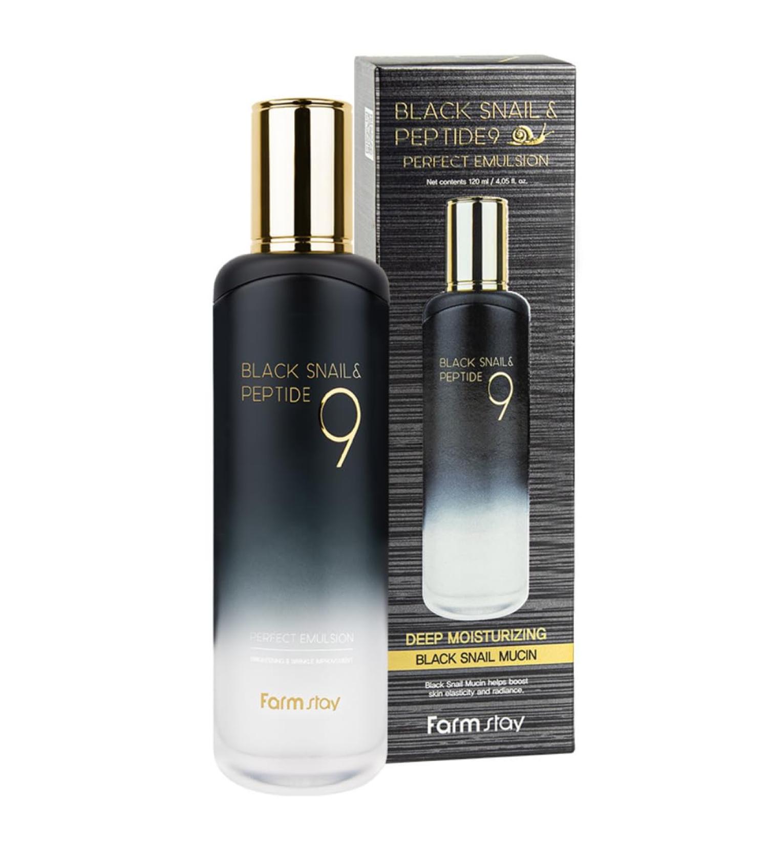 FARMSTAY Black Snail Peptide9 Perfect Emulsion 120ml - Premium Korean Skin Care | K-Beauty Essentials - Buy Online on GoSupps.com