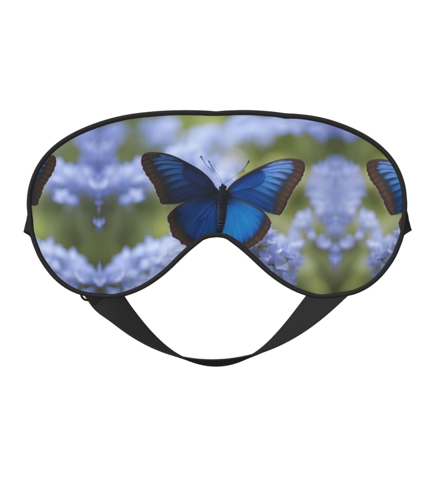 Blue Butterfly Print Eye Mask - Ultra-Soft Light-Blocking for Comfort & Restful Sleep | International Shipping - Buy Online on GoSupps.com