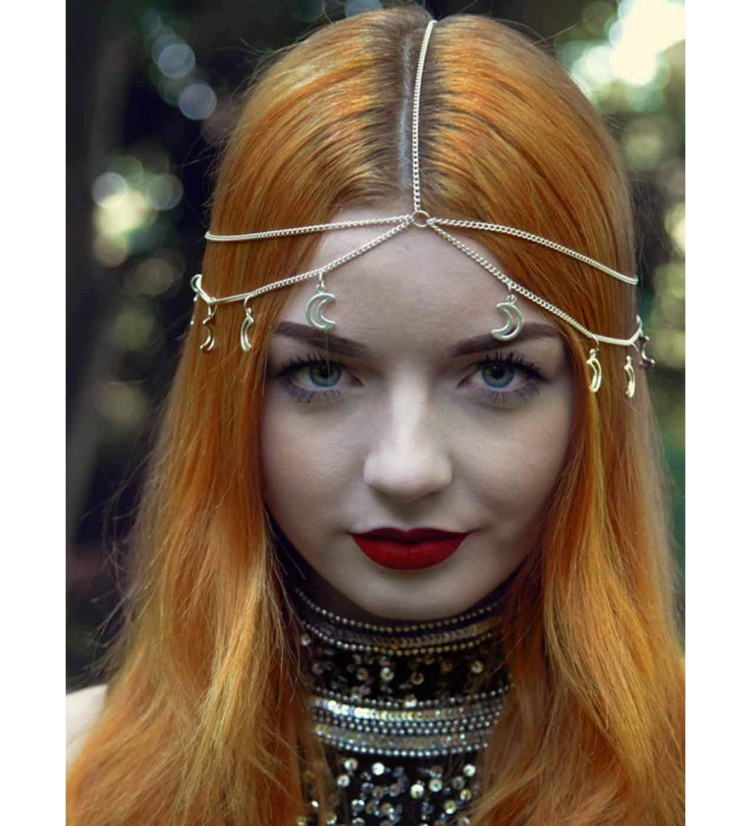 Zoestar Boho Gold Moon Headband | Festival Hair Accessories for Women & Girls | Stylish Prom Fashion Headband - Buy Online on GoSupps.com