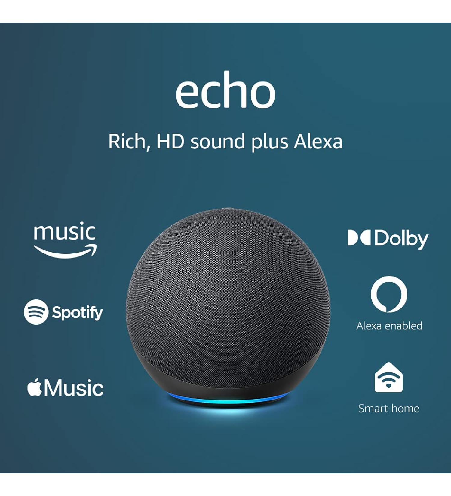 Echo (4th Gen) | Premium Sound Smart Home Hub with Alexa | Charcoal - Buy Online on GoSupps.com