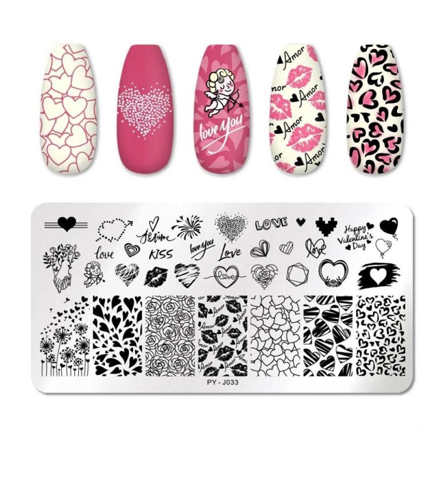 Valentine's Day Nail Stamping Plates | Rose Flower Design | Stainless Steel Nail Art Tools for Perfect Manicure - Buy Online on GoSupps.com