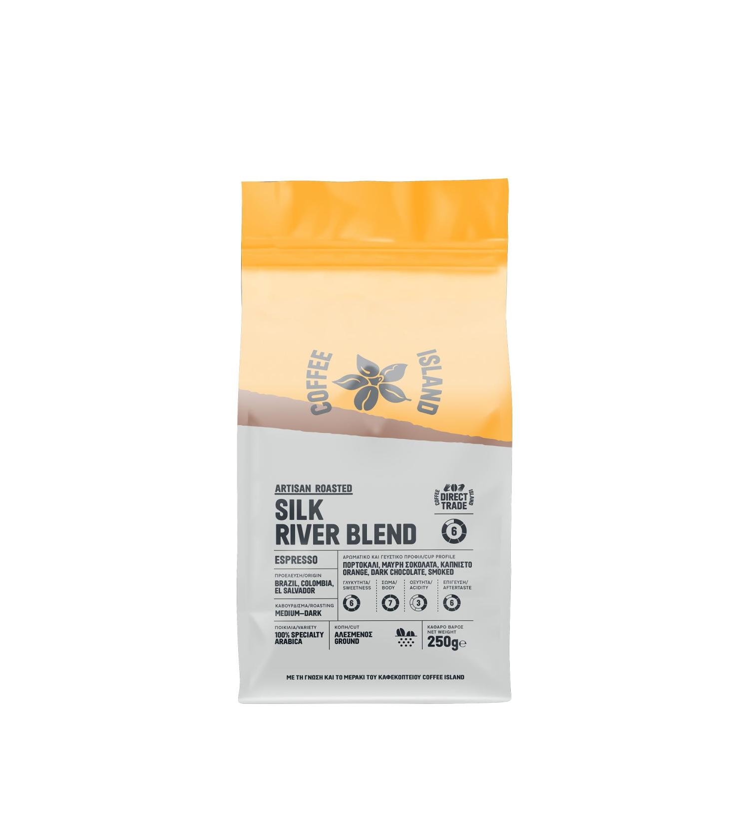 Coffee Island Espresso Silk River Blend with Medium-Dark Roasting Prepacked (Ground) 250g - Buy Online on GoSupps.com