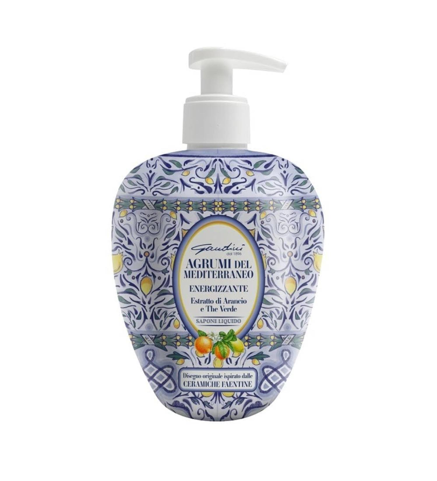 Gandini Gandini Mediterranean Citrus Energizing Liquid Hand Soap Orange and Green 500ml