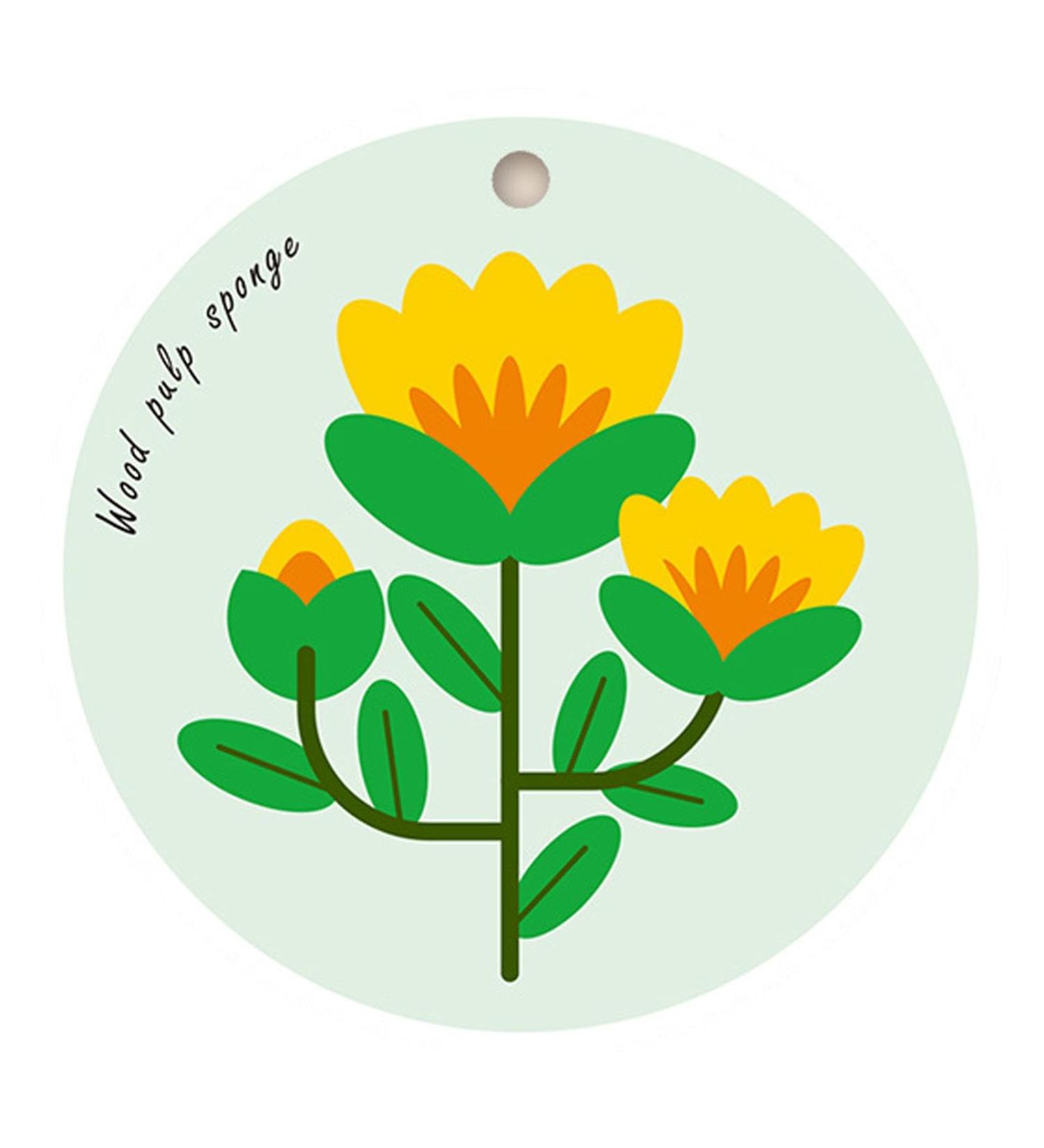 Wood Pulp Sponge Wipe - Flower Pattern Dish Sponges for Washing Dishes Kitchen Sponges Pack Hangable Design for Kitchen Cleaning Tables - Buy Online on GoSupps.com
