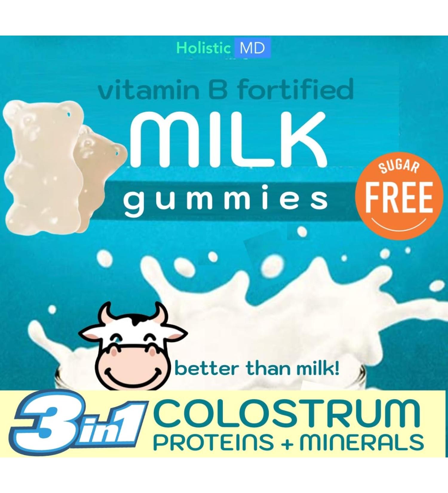 Colostrum supplement | 3-in-1 Bovine Colostrum Proteins Minerals for women and kids for strong bones & immunity| Grass Fed Milk Protein Immunoglobulins Vitamin B Complex | Sugar Free Gummies 60 ct - Buy Online on GoSupps.com