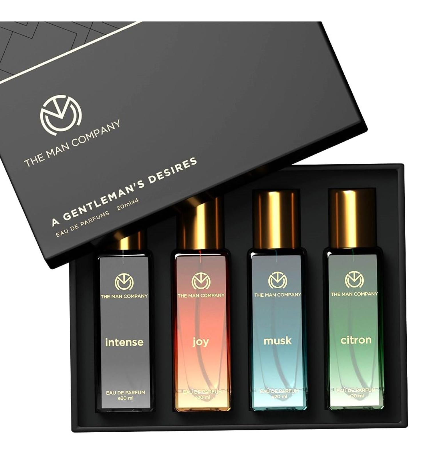 The Man Company Specially Curated Perfume Gift Set 4X20Ml - A Gentlemen's Desire | Premium Long-Lasting Fragrance| Citron For Travel| Intense For Office| Musk For Sports| Joy For Outing 80 Ml - Buy Online on GoSupps.com