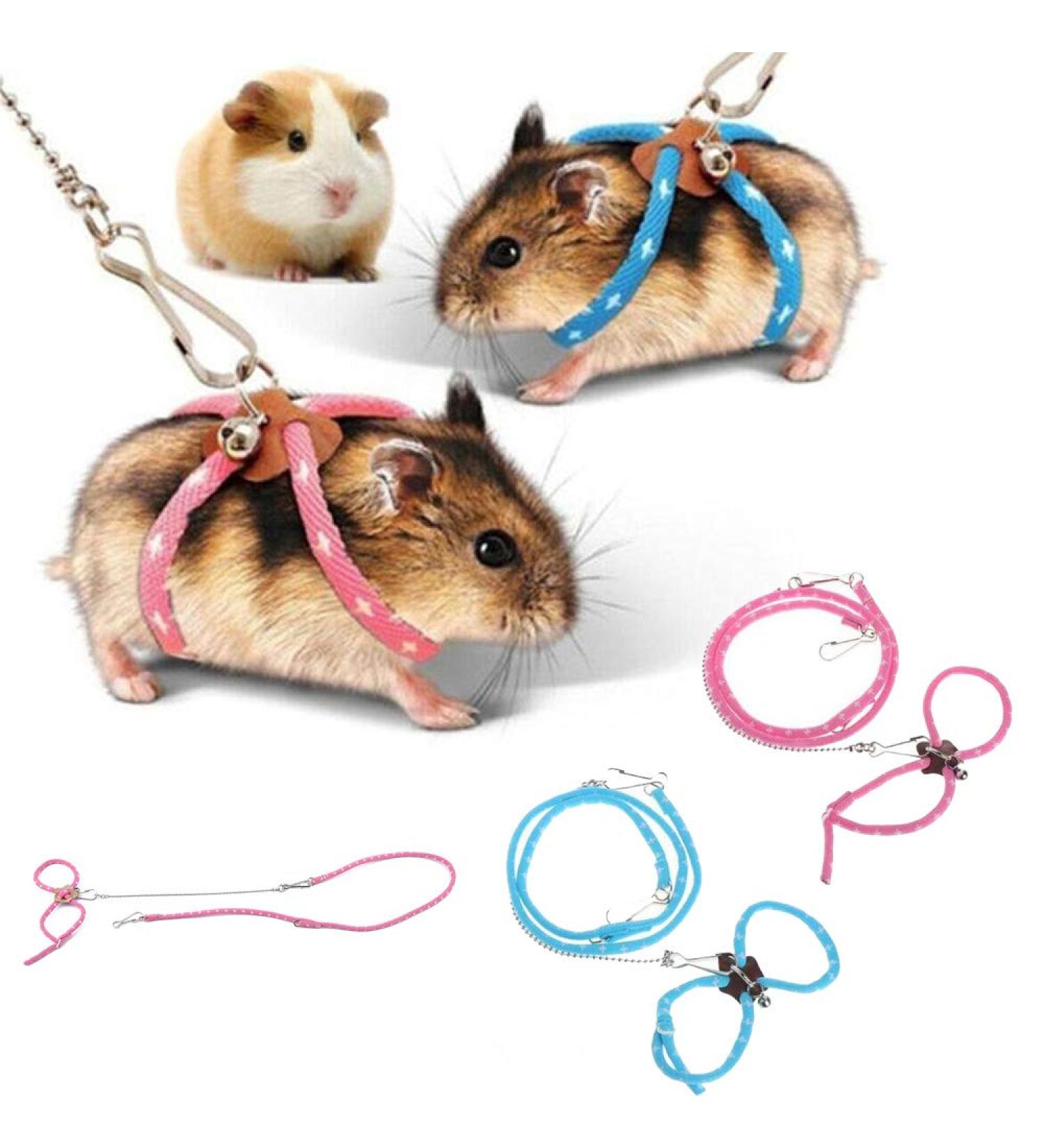 zhuangyulin 6 1PC Hamster Harness Rope Pet Hamster Harness Lovely Adjustable Pet Rat Mouse Hamster Harness Rope Ferret Finder Lead Leash with Bell Blue Small - Buy Online on GoSupps.com