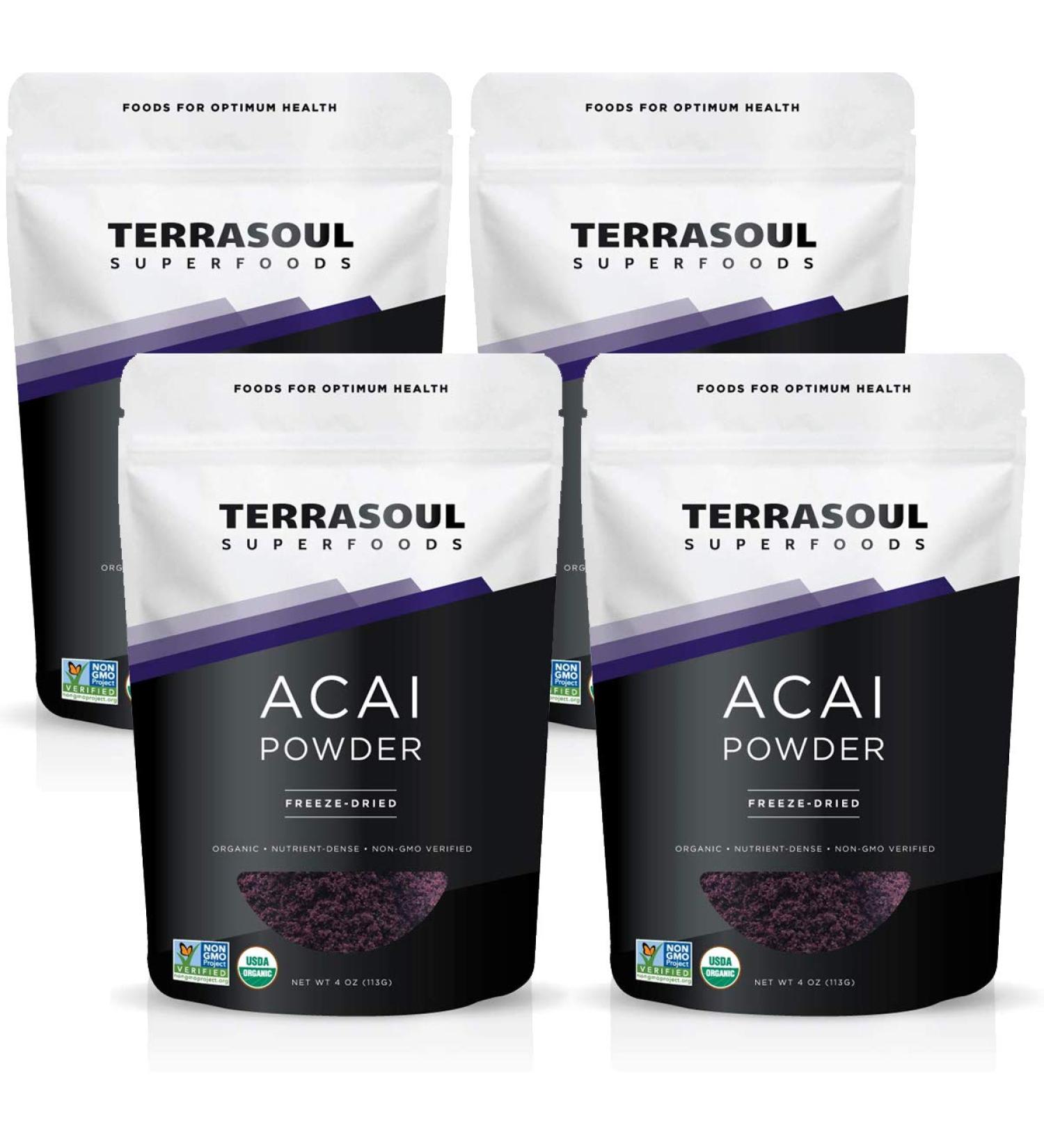 Terrasoul Superfoods Organic Acai Berry Powder 1 Lb - Freeze-Dried | Antioxidant-Rich Superfood with Omega Fats - Buy Online on GoSupps.com