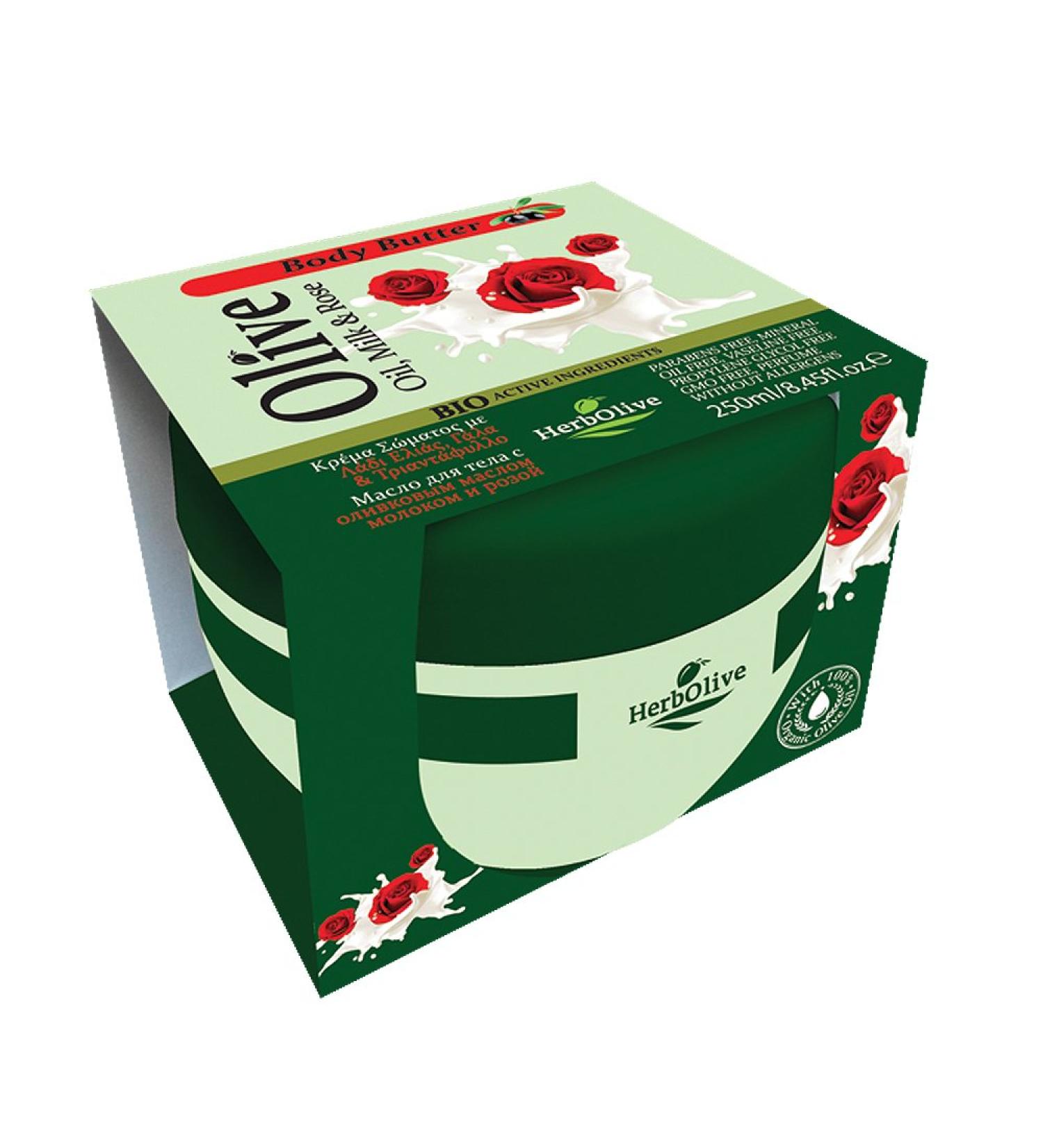 Herbolive body butter made from roses and milk 1 pack (1 x 250 ml)