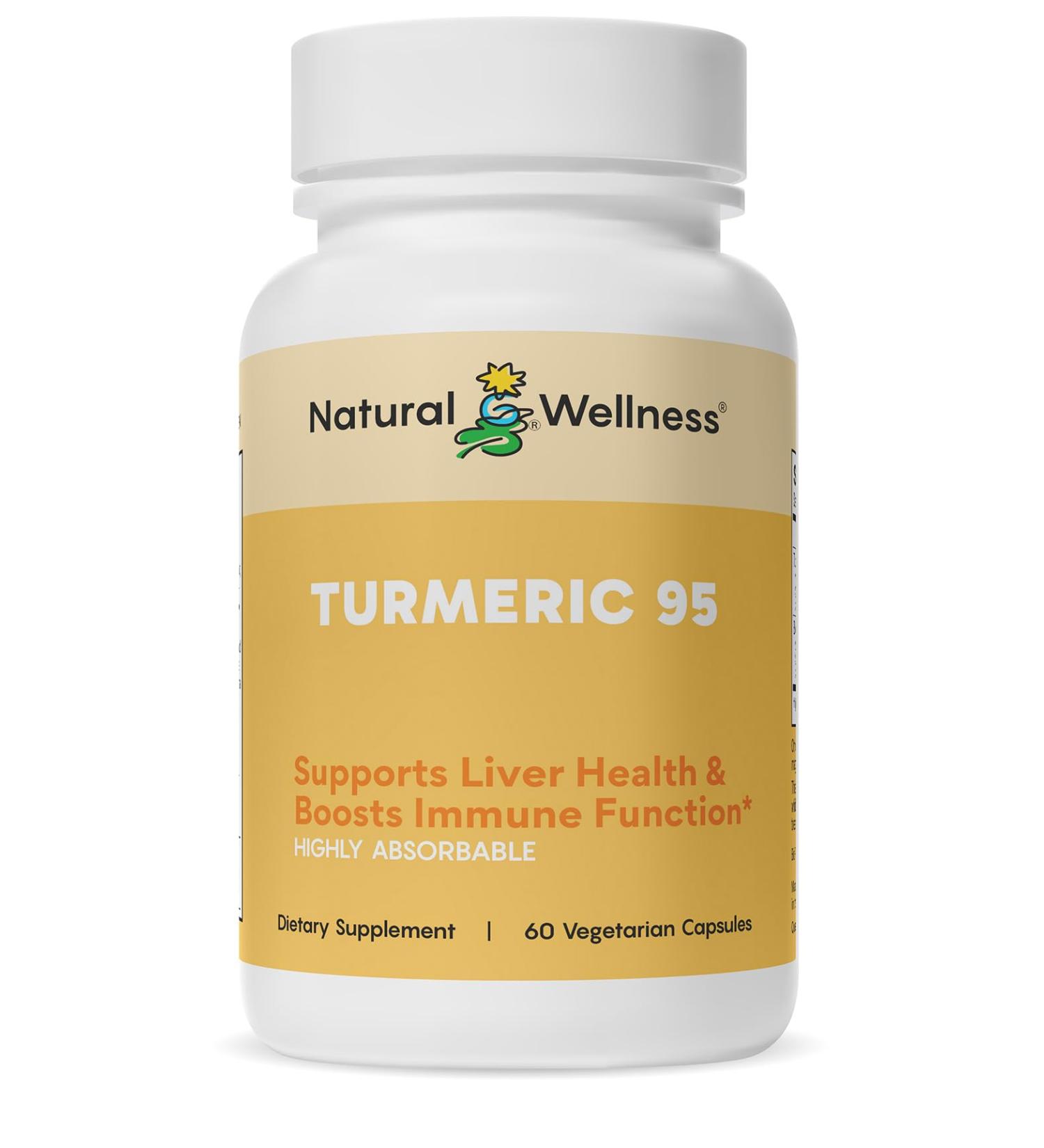 Natural Wellness Turmeric 95 with BioPerine 95% Curcuminoids High Absorption Turmeric Supplement for Joint Health Immune Support & Liver Detox Vegan Non-GMO 60 Capsules - Buy Online on GoSupps.com