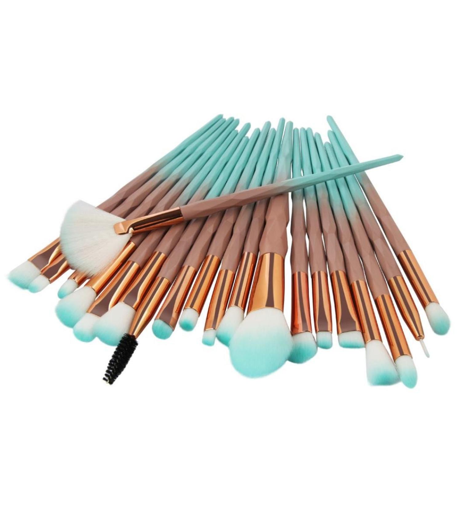 Rosennie Beauty 20pcs Diamond Makeup Brush Set - Foundation Eyebrow Eyeliner Blush & Eyeshadow Brushes - Perfect Gift for Women - Premium Cosmetic Tools - Buy Online on GoSupps.com