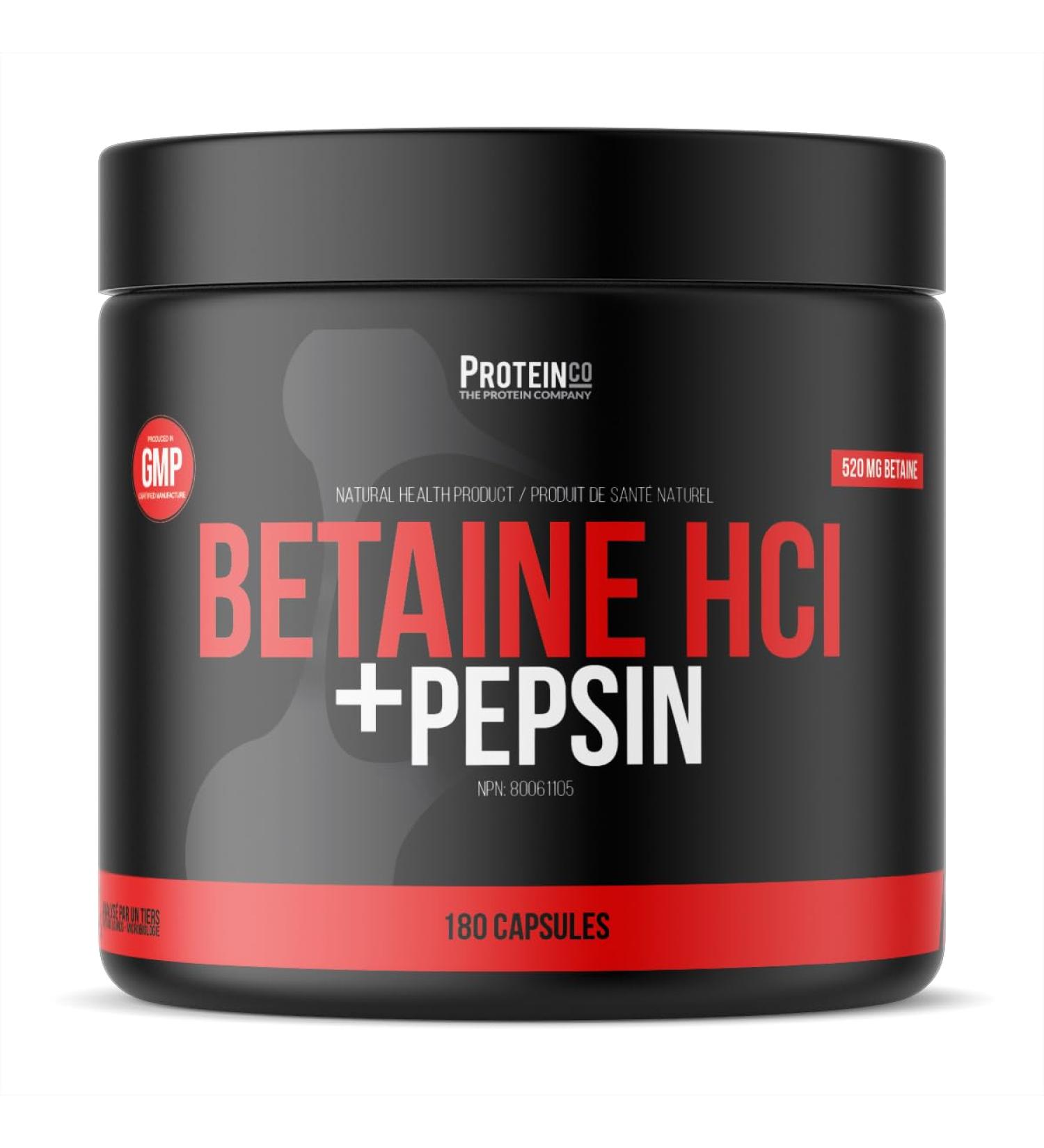 ProteinCo | Betaine HCL with Pepsin Capsules | Superior Digestive Support | 180 Capsules - Buy Online on GoSupps.com