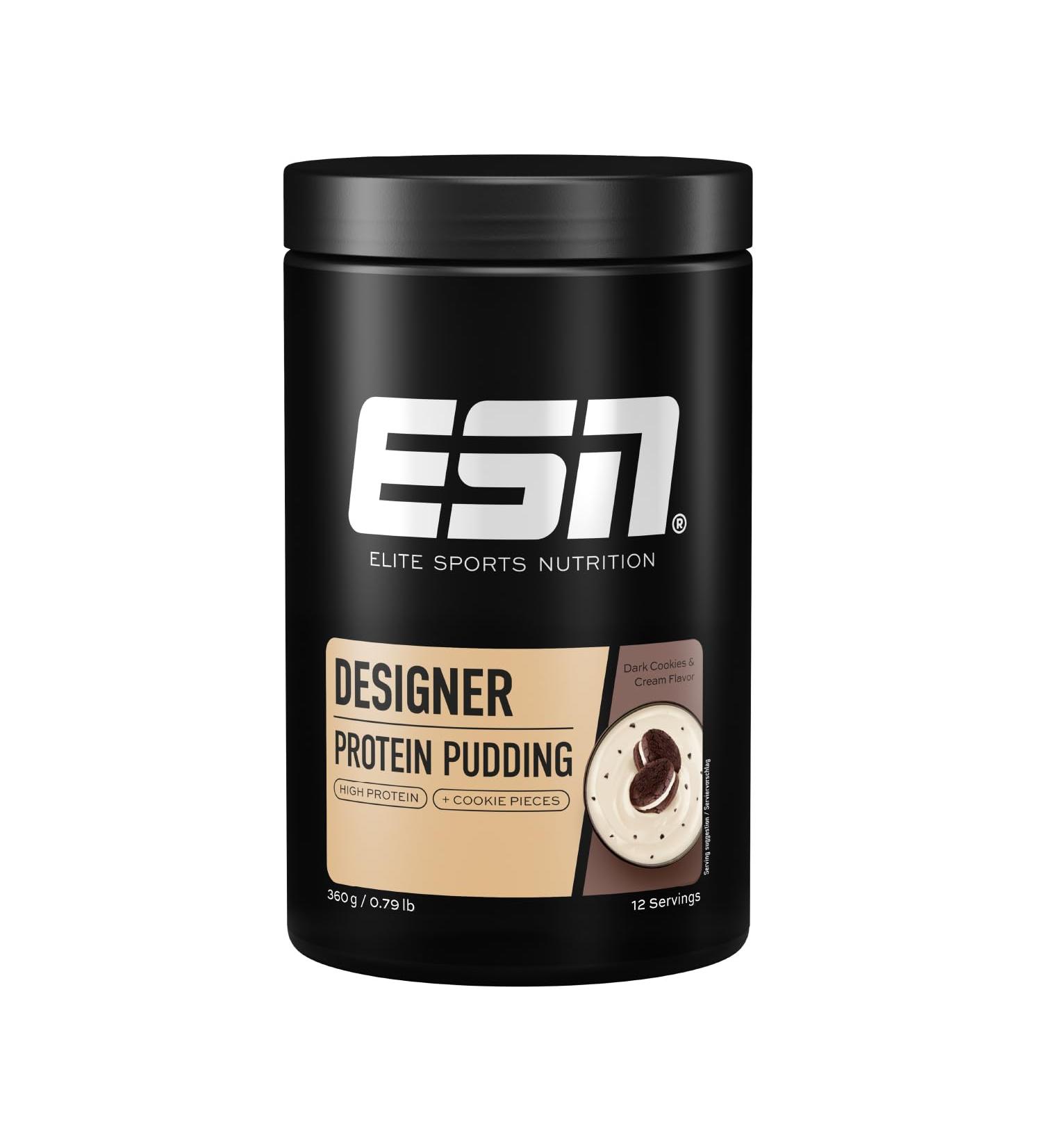 Buy ESN Designer Protein Pudding - Dark Cookies & Cream 23g Protein 360g Powder Made in Germany - International Shipping Available - Buy Online on GoSupps.com