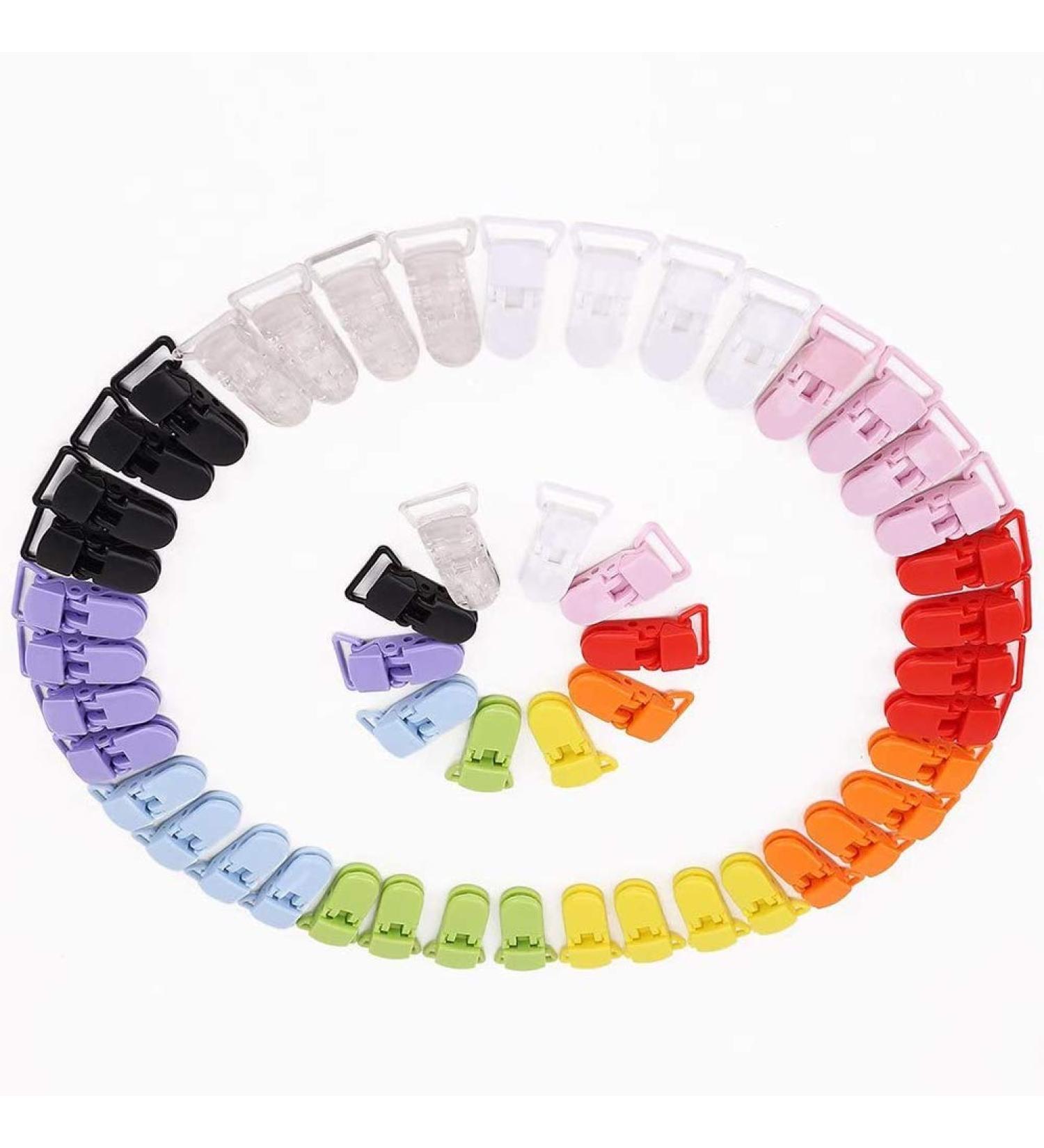 T-Shape Plastic Baby Pacifier Clips - 50pcs Bib Holders in Random Colors for Easy Baby Care - Buy Online on GoSupps.com