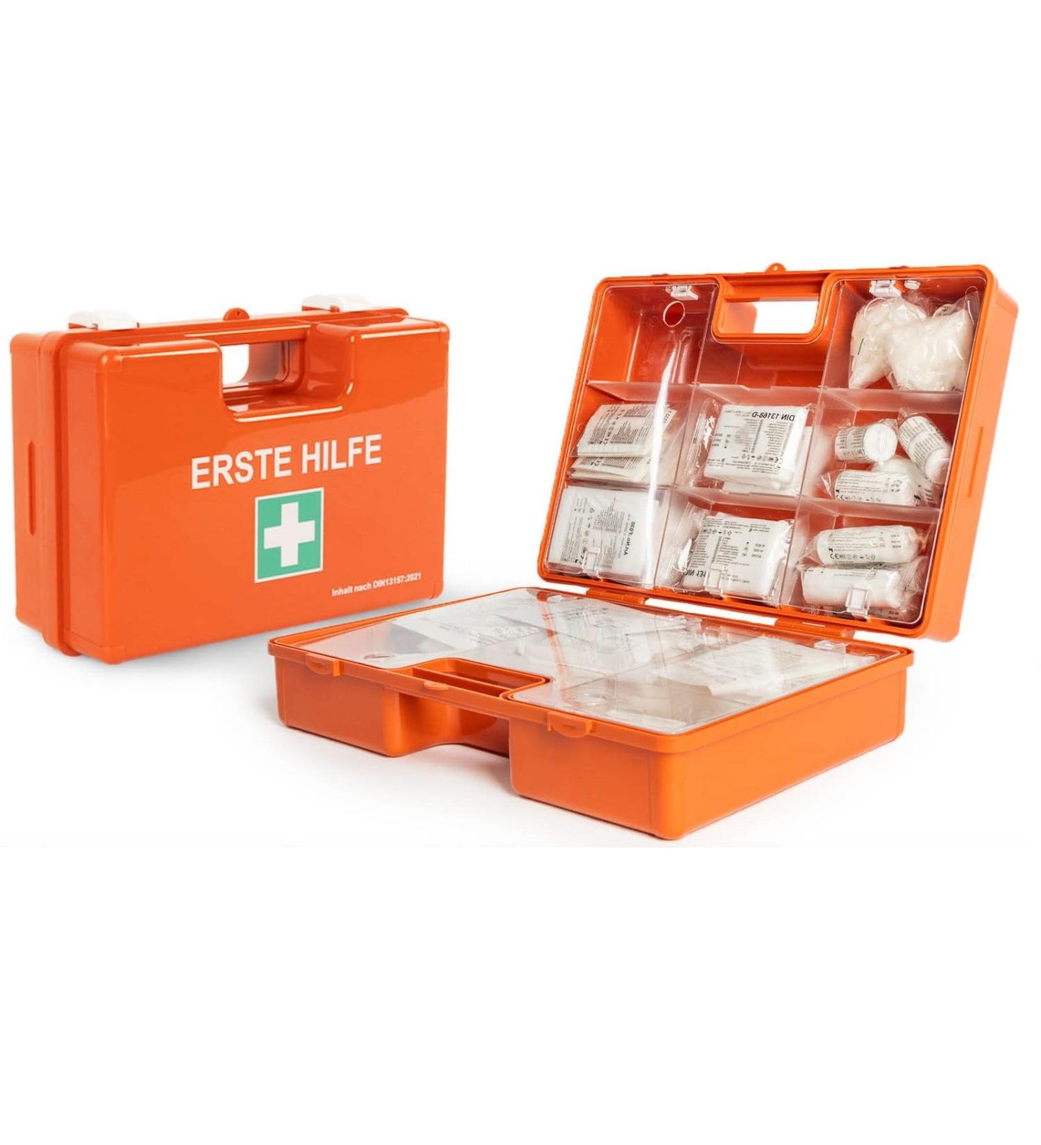 Floordirekt First Aid Suitcase DIN 13157 - Complete Emergency Kit for Home & Office Wall Bracket Included Ideal for Up to 50 Employees - Buy Online on GoSupps.com