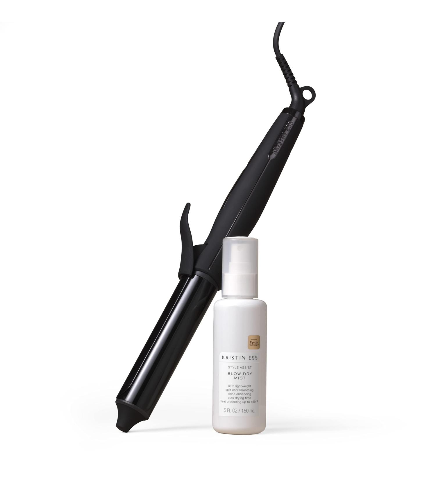 Kristin Ess Hair NANOBLACK Automatic Ceramic Curling Iron & Heat Protectant Spray - Dual Voltage Beach Waver | Perfect Curls & Styling - Buy Online on GoSupps.com