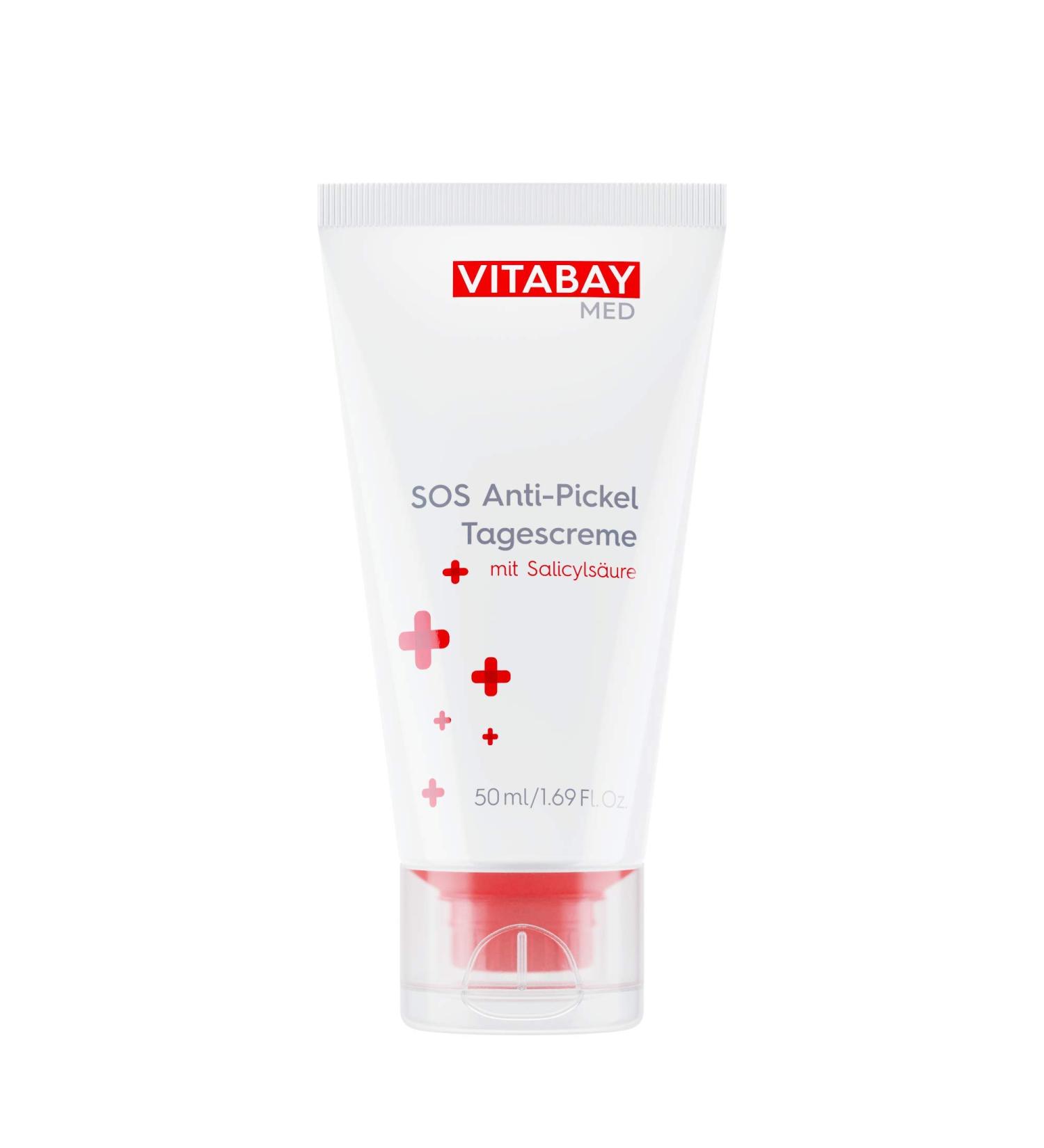 Vitabay SOS Anti-Pimple Face Cream 50ml - Anti-Imperfection Face Cream Treatment with Salicylic Acid - To Tighten Pores on the Face - Moisturizing Face Cream for Oily Skin - Anti-Pimple Cream - Buy Online on GoSupps.com
