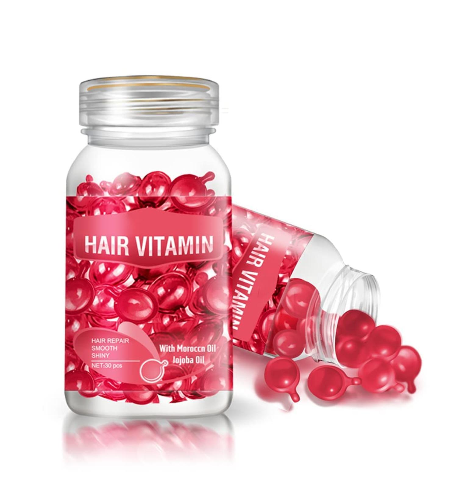 Hair Vitamin Serum Capsule - 30 Capsules (Red) | Vitamin Enriched Hair Growth Oil for Deep Condition and Repair of Dry or Damaged Hair - Buy Online on GoSupps.com